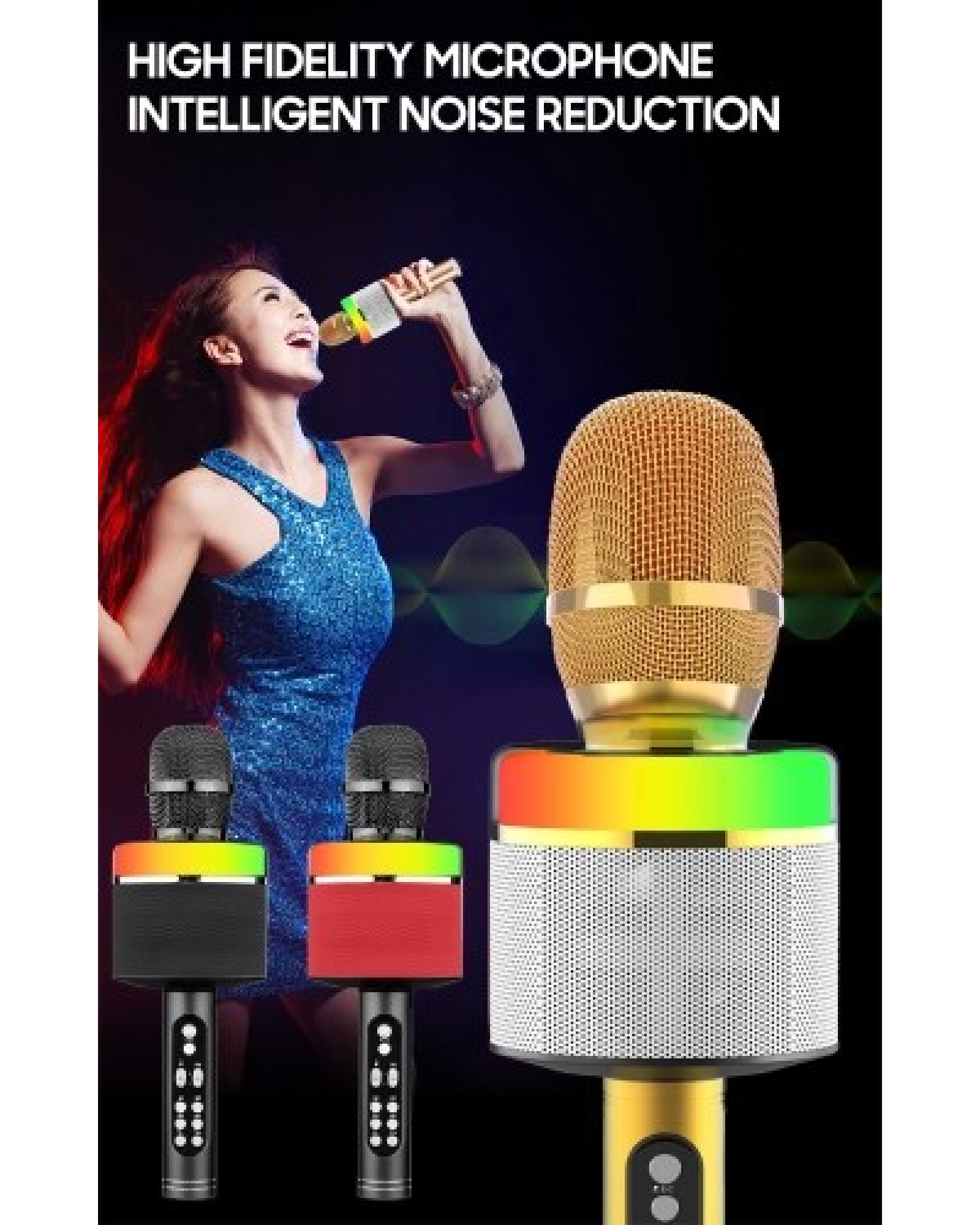 Wireless BT Karaoke Microphone Portable Handheld Mic Speaker Machine