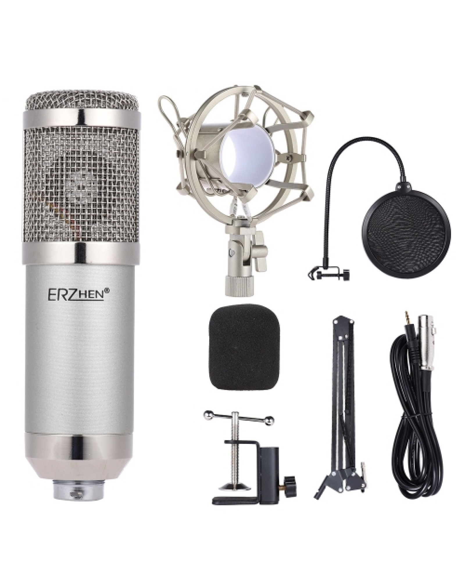 Professional Studio Broadcasting Recording Condenser Microphone Mic Kit Set