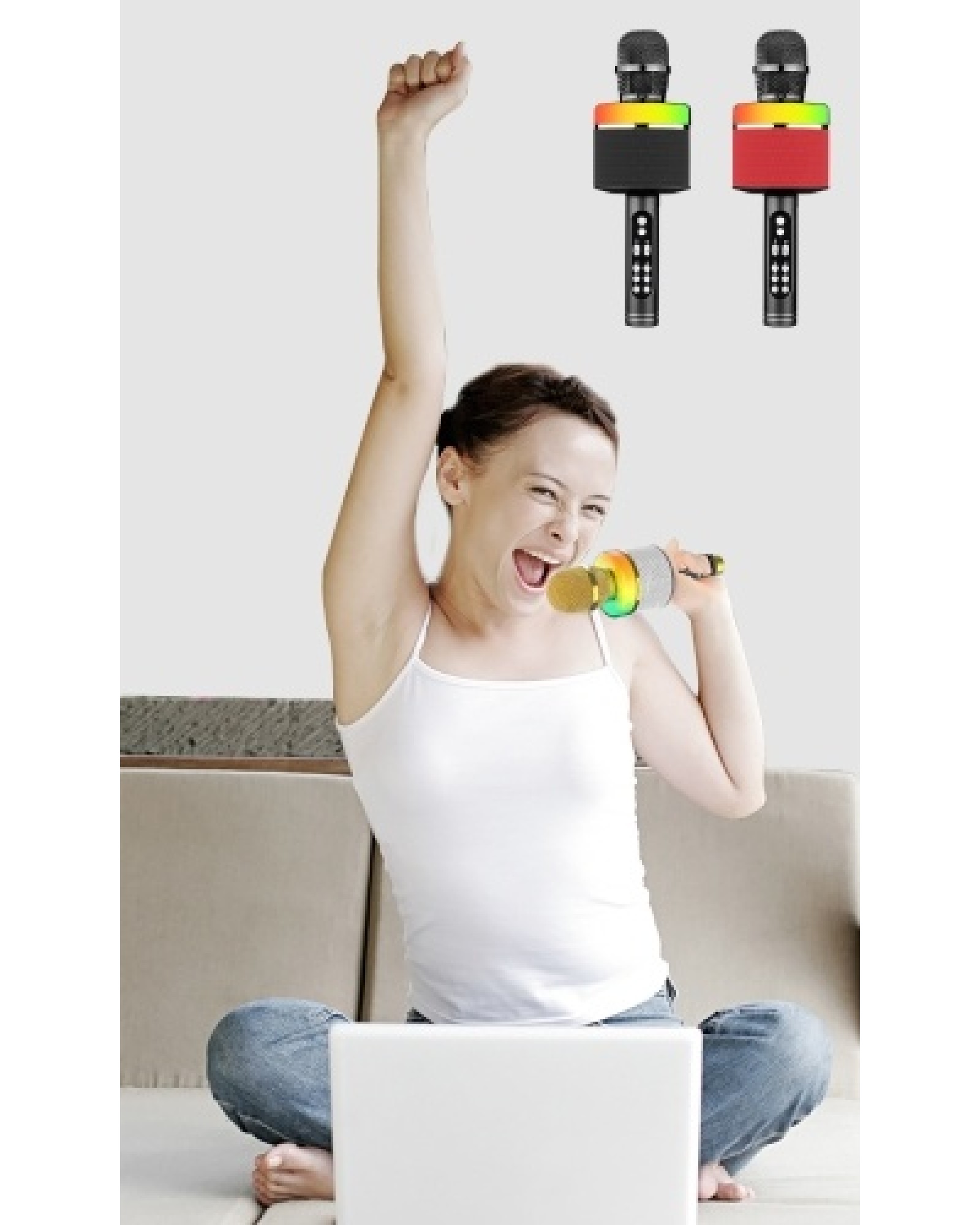 Wireless BT Karaoke Microphone Portable Handheld Mic Speaker Machine