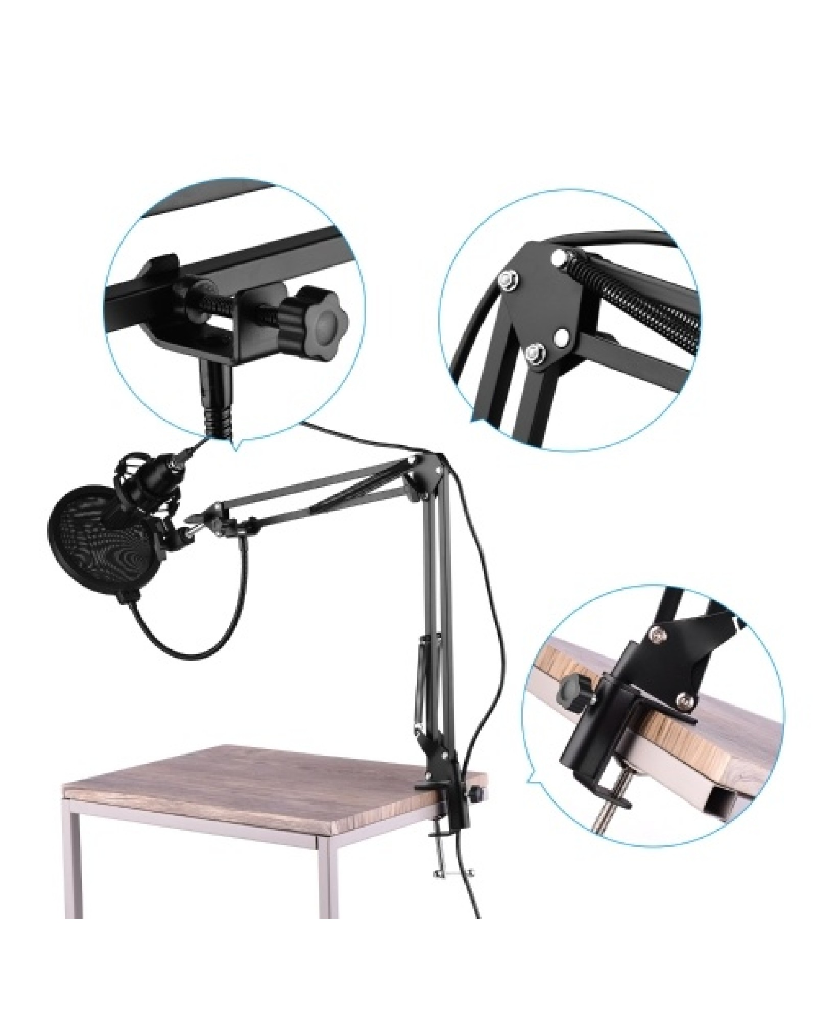 USB Professional PC Microphone Set Cardioid 192KHz/24Bit Noise-Cancelling Condenser Mic