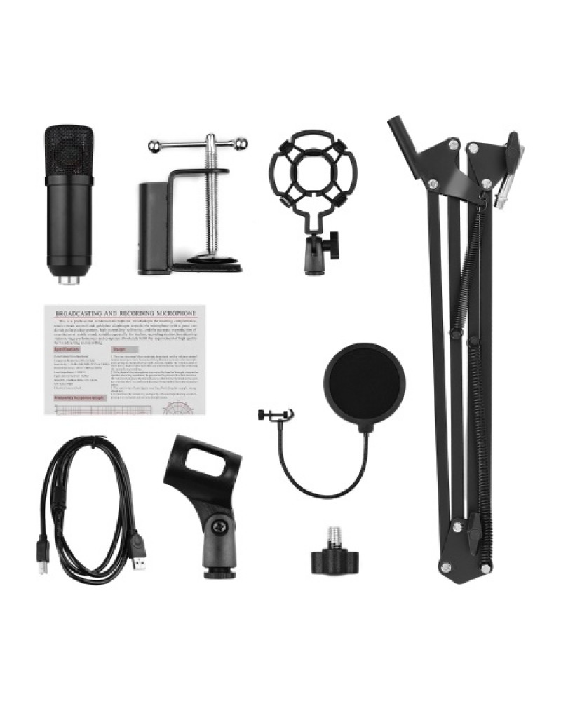 USB Professional PC Microphone Set Cardioid 192KHz/24Bit Noise-Cancelling Condenser Mic