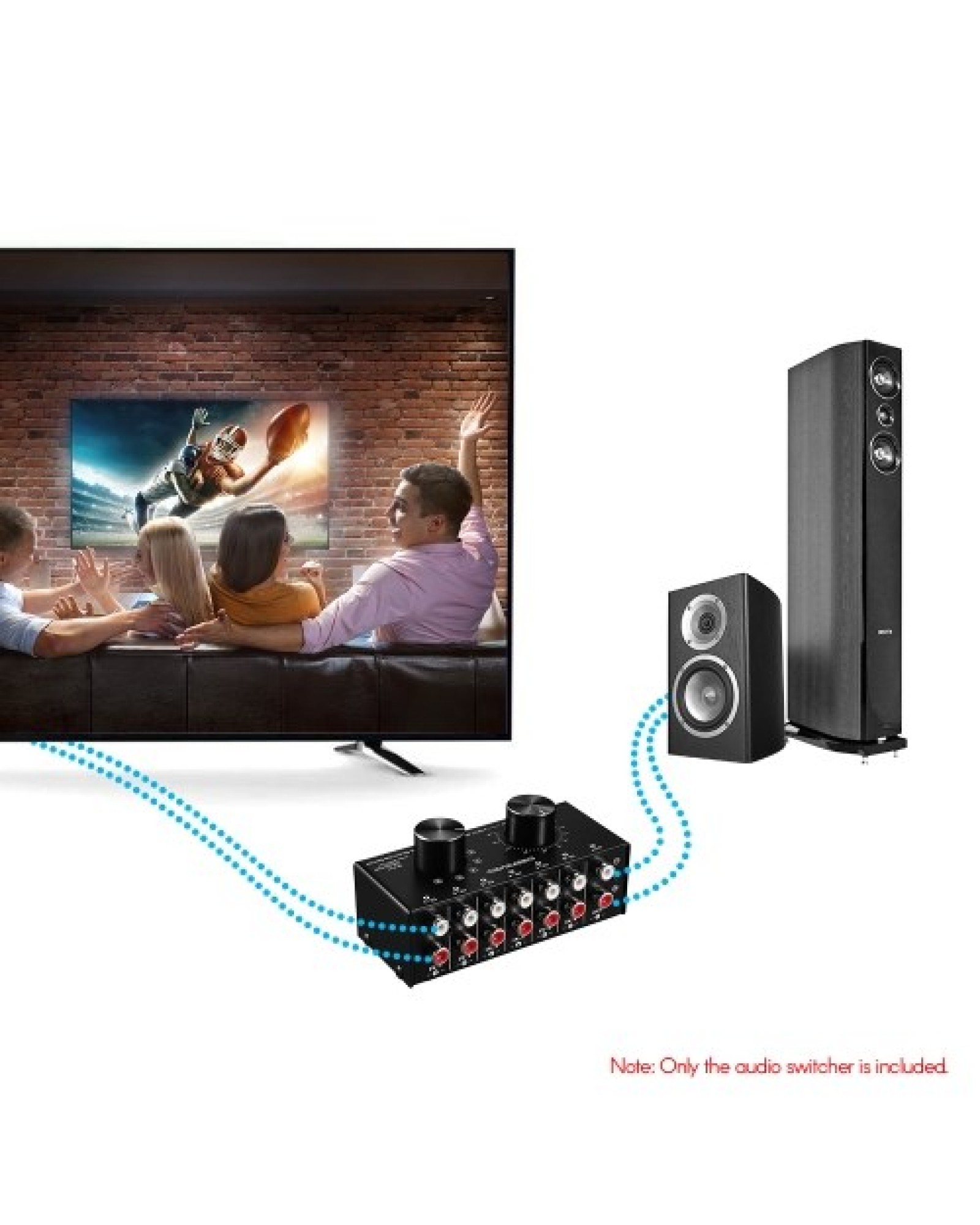 6-In-1-Out Audio Switcher Audio Signal Selector Box Splitter Distributor with Volume Control RCA Jacks