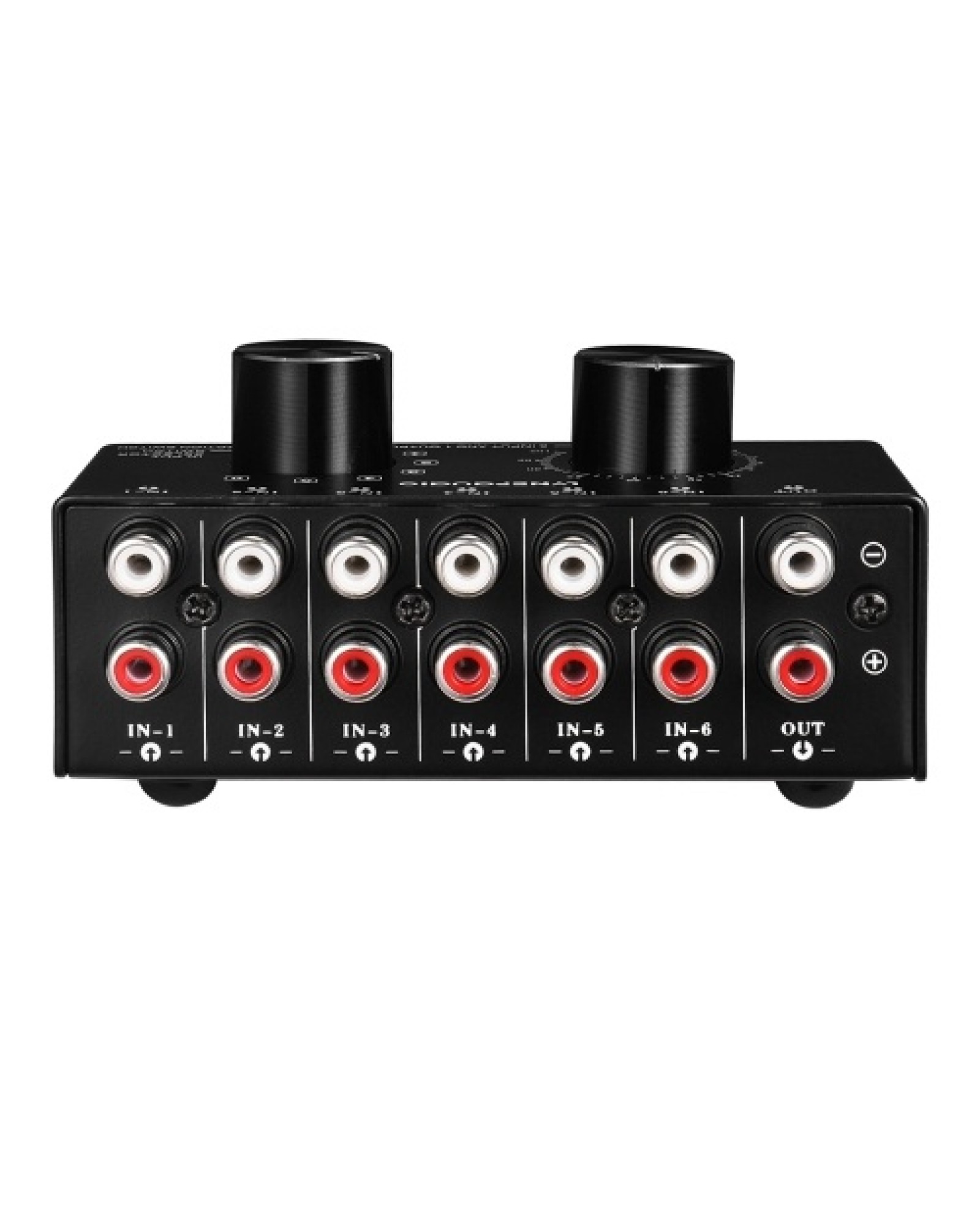 6-In-1-Out Audio Switcher Audio Signal Selector Box Splitter Distributor with Volume Control RCA Jacks