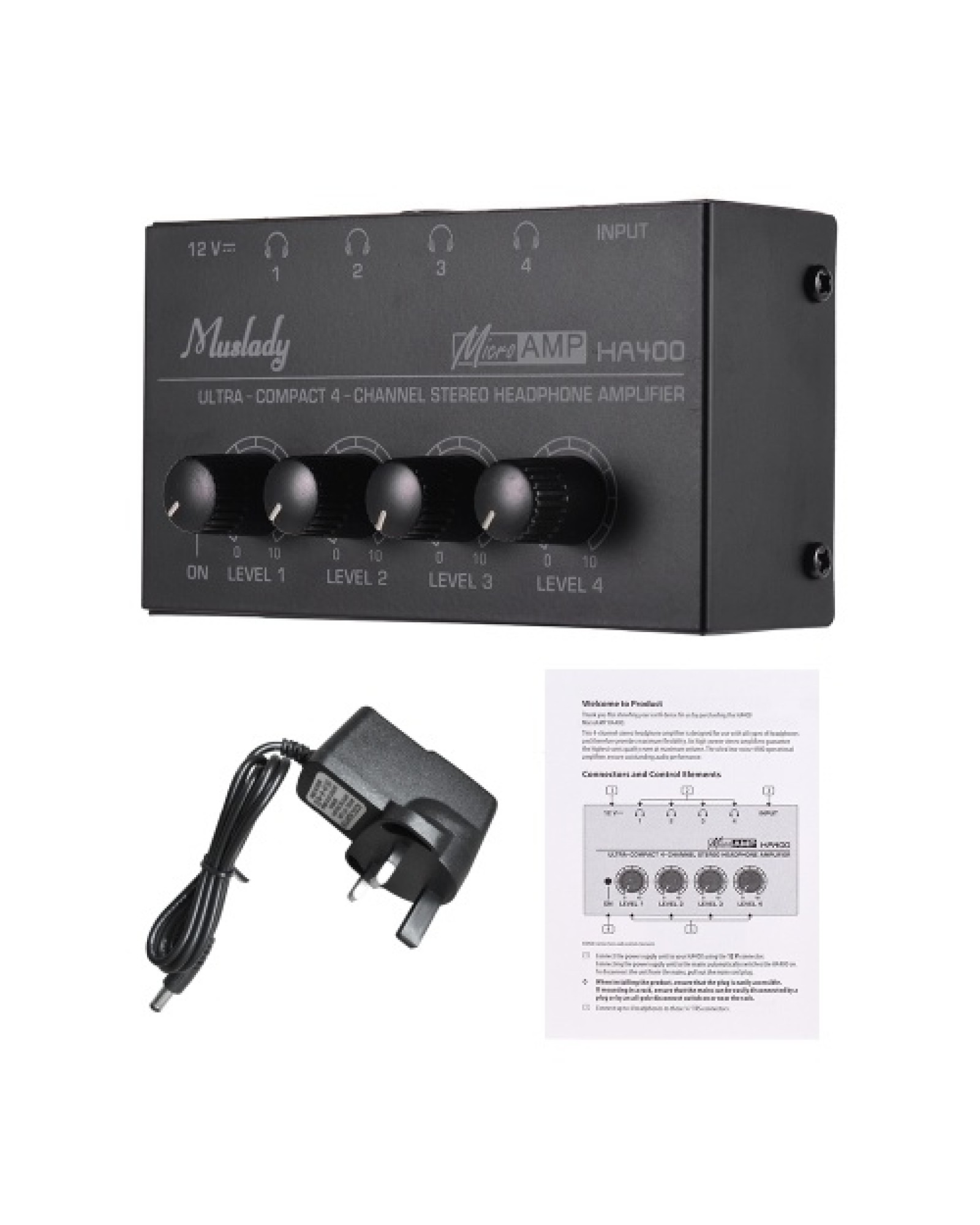HA400 Ultra compact 4 Channels Audio Stereo Headphone Amplifer