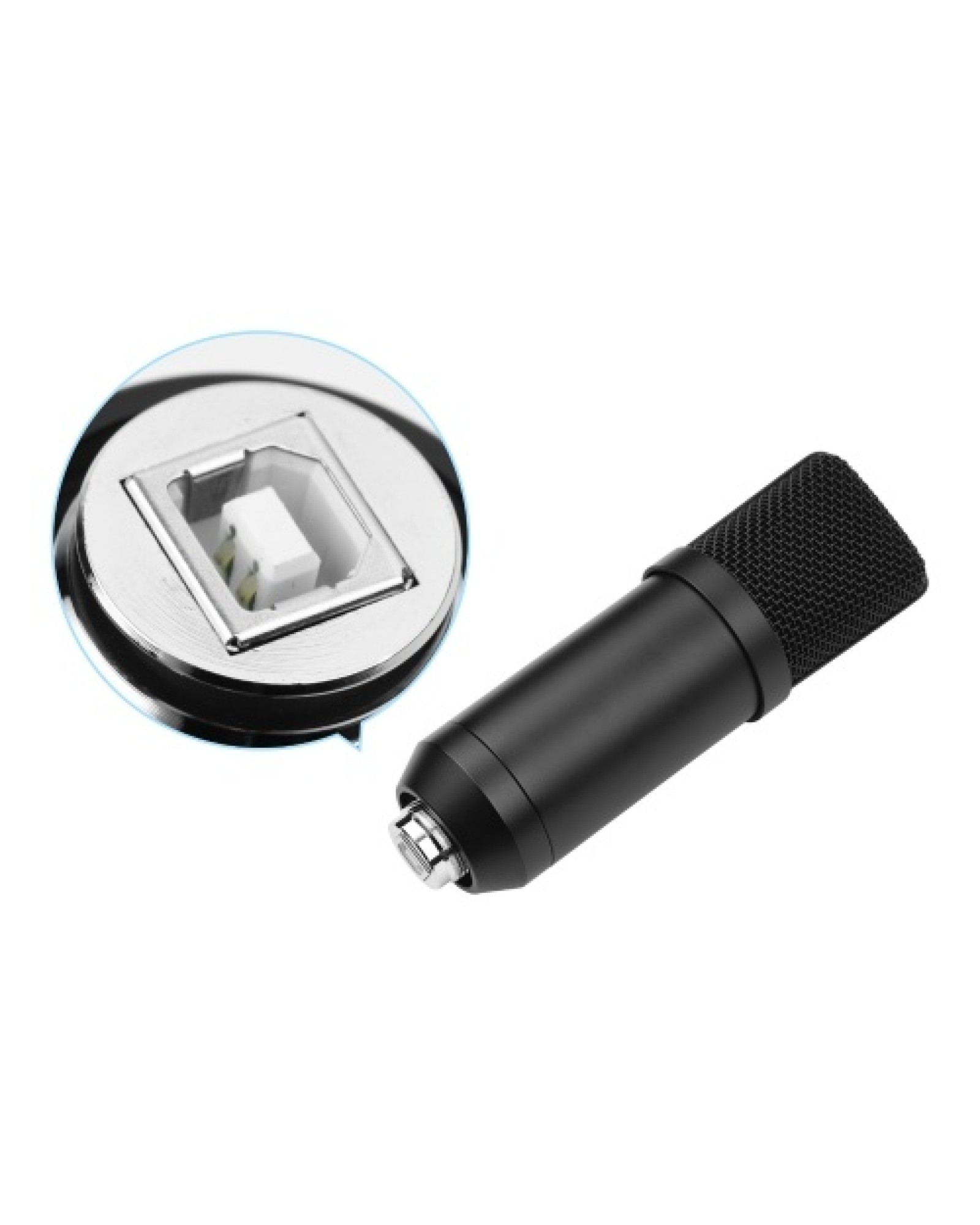 USB Condenser Microphone Set with Foldable Mic Tripod USB Power Cord Foam Wind Muff