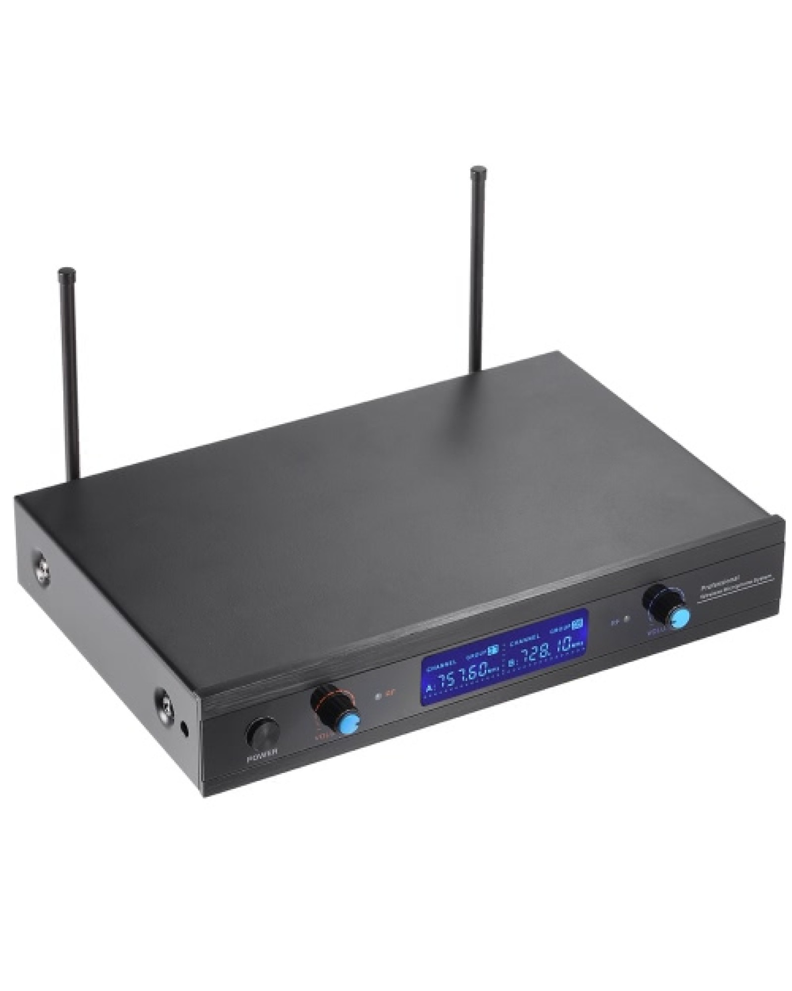 2-Channnel Handheld Wireless UHF Microphone Mic System 2 Microphones 1 Receiver LCD Display with 6.35mm Audio Cable Power Adapte