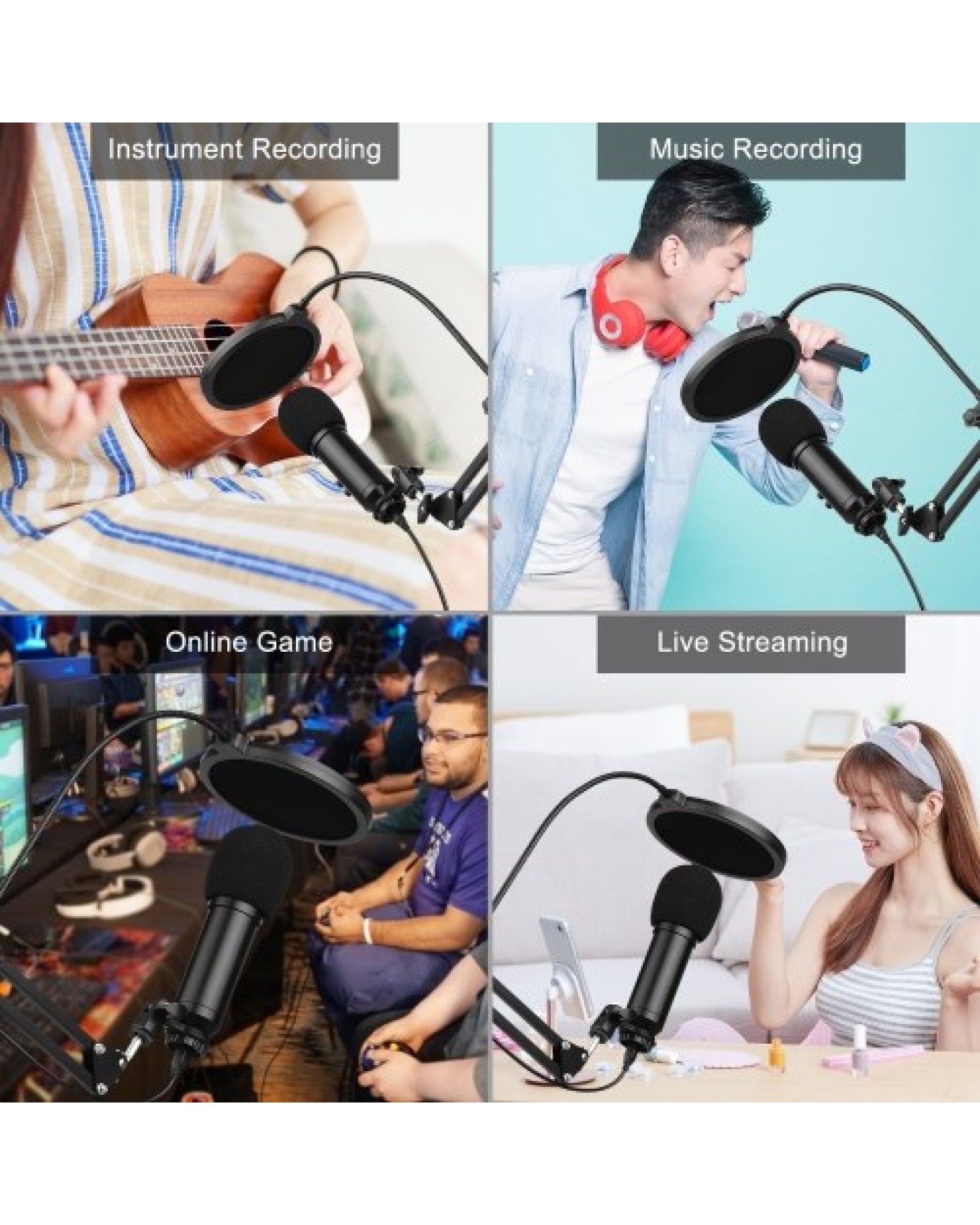 Studio Recording USB Condenser Microphone Mic Kit