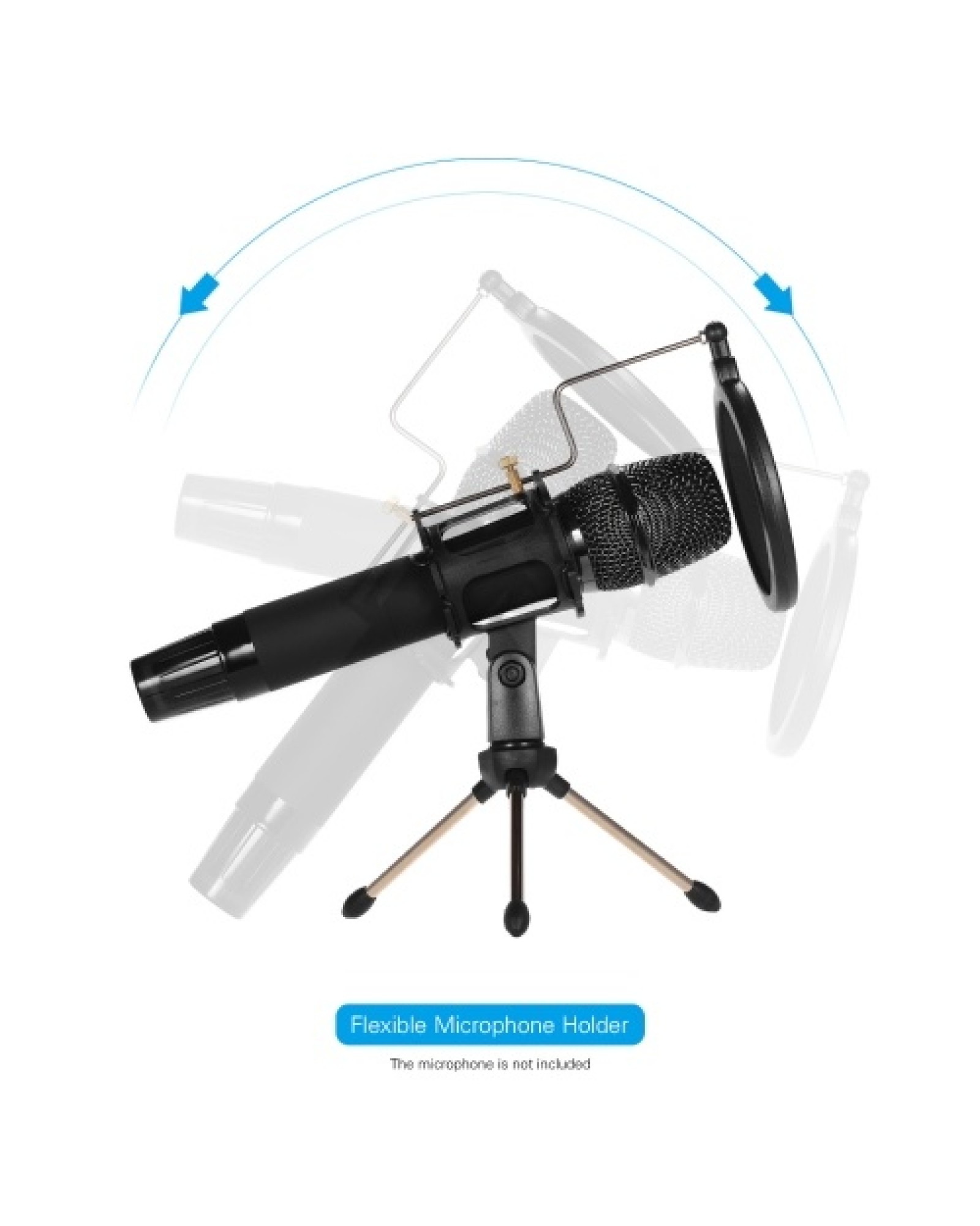 Mini Desktop Microphone Stand + Shock Mount Mic Holder + Pop Filter Kit