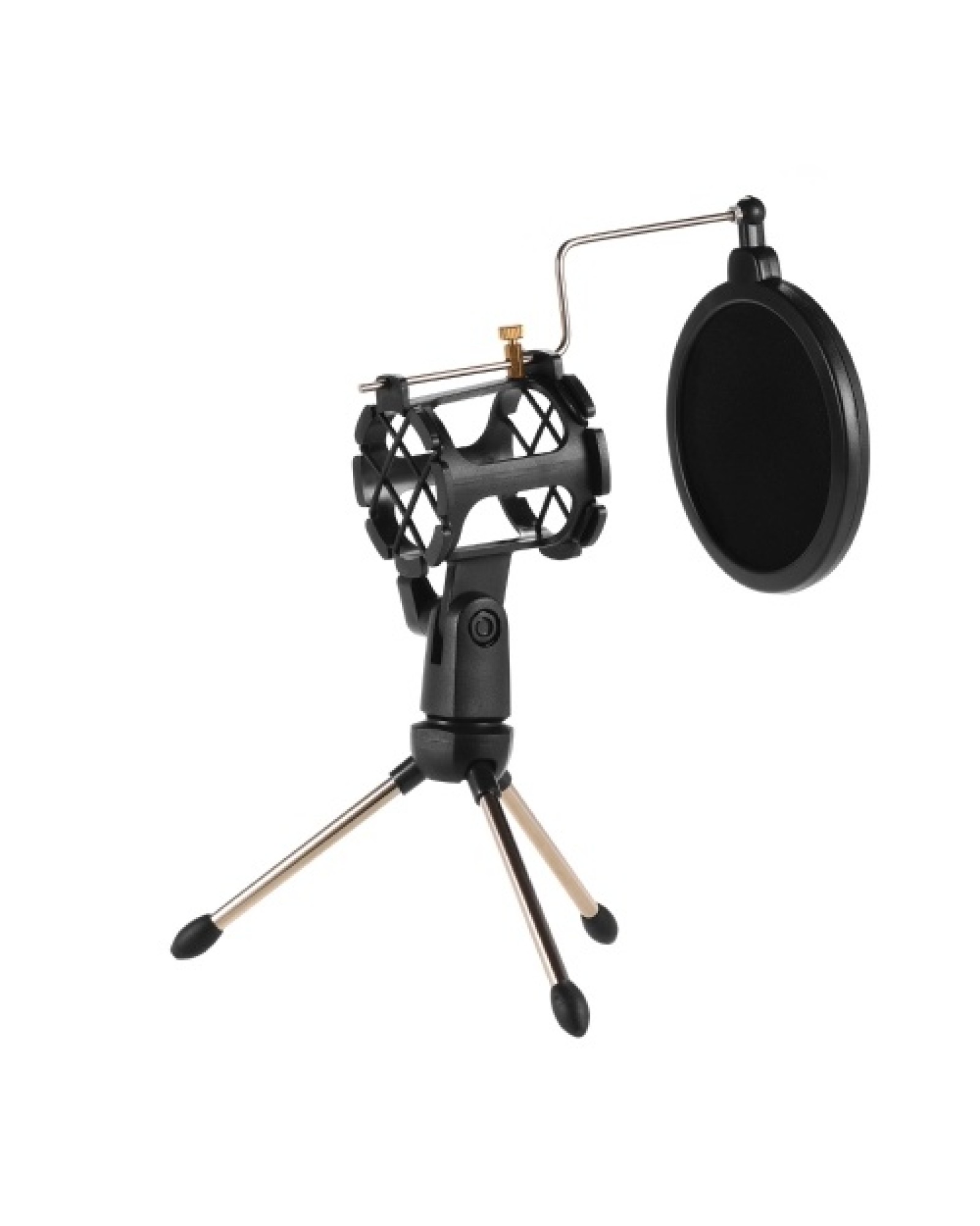 Mini Desktop Microphone Stand + Shock Mount Mic Holder + Pop Filter Kit