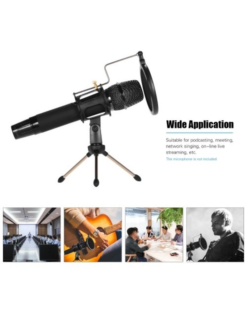 Mini Desktop Microphone Stand + Shock Mount Mic Holder + Pop Filter Kit