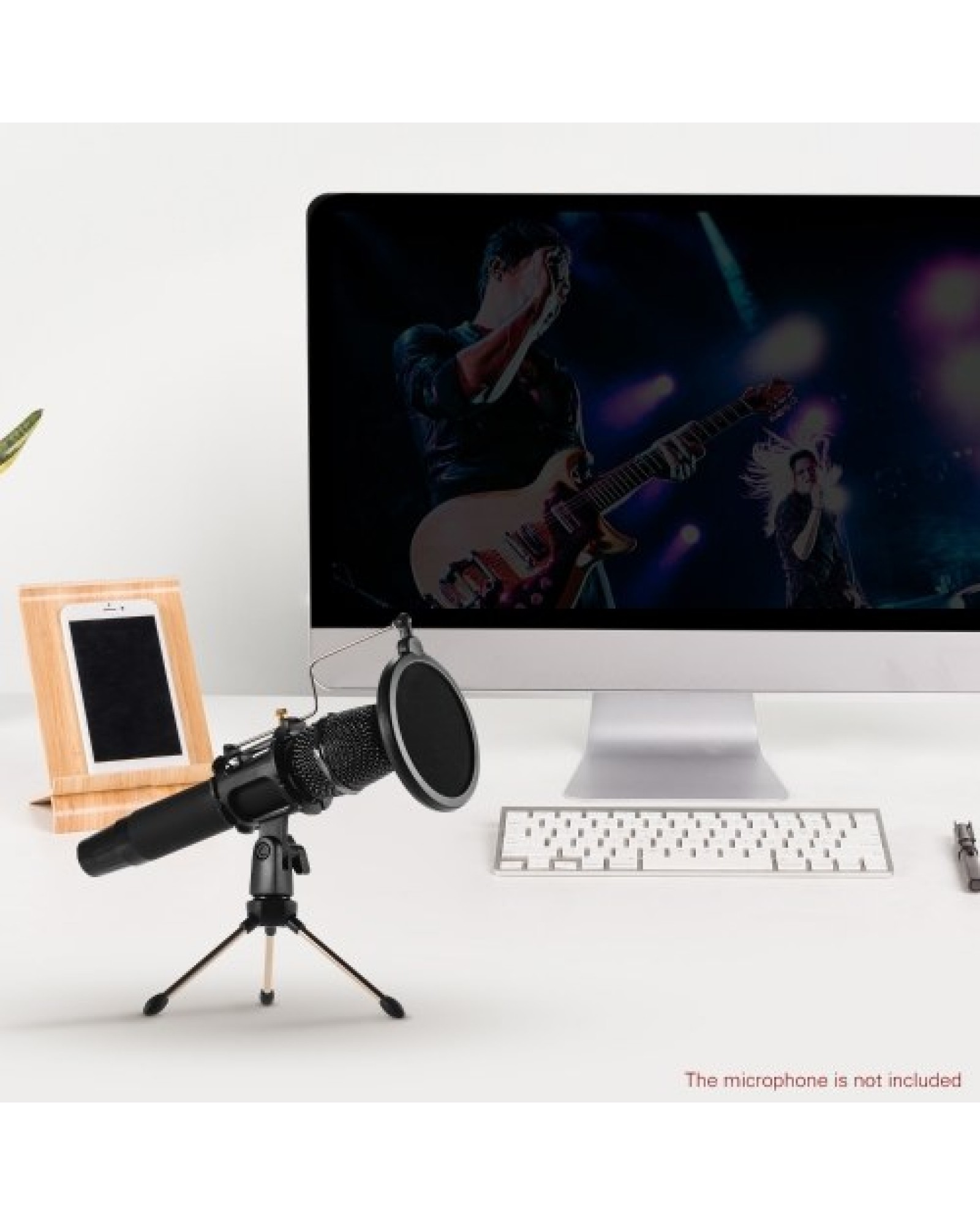 Mini Desktop Microphone Stand + Shock Mount Mic Holder + Pop Filter Kit