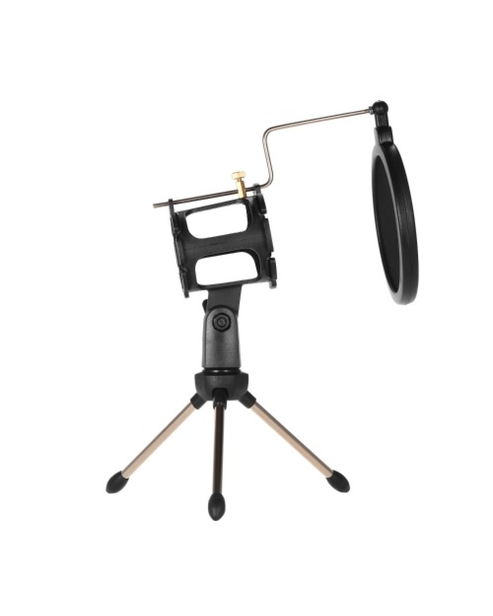 Mini Desktop Microphone Stand + Shock Mount Mic Holder + Pop Filter Kit