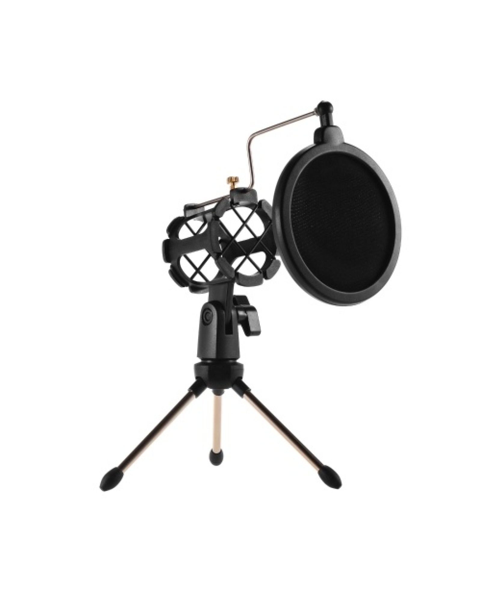 Mini Desktop Microphone Stand + Shock Mount Mic Holder + Pop Filter Kit