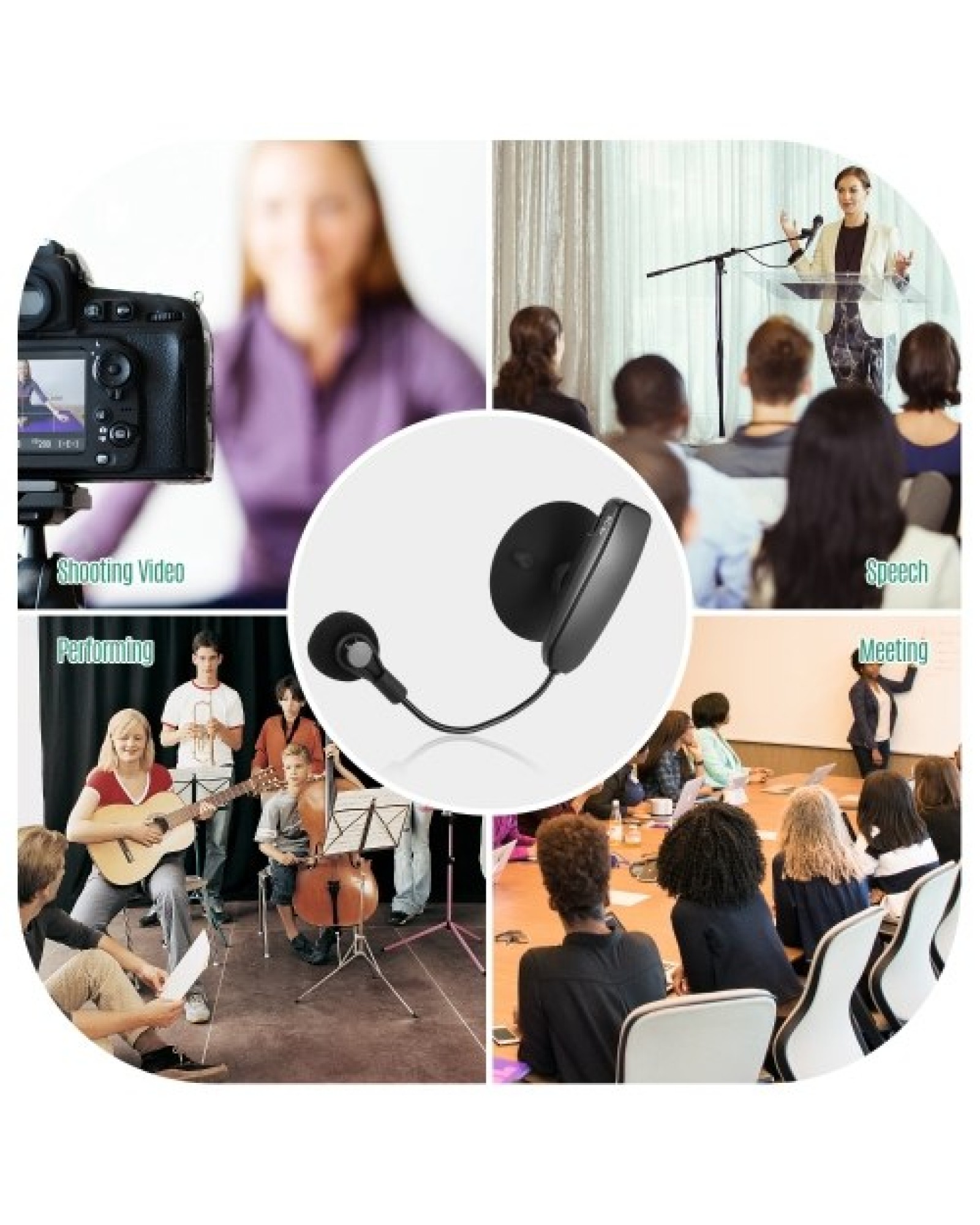 Wireless UHF Microphone System 1 Transmitter and 1 Receiver Musical Instrument Wearable Clip Condenser Mic