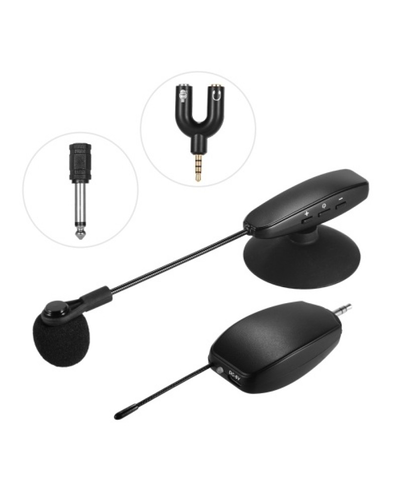 Wireless UHF Microphone System 1 Transmitter and 1 Receiver Musical Instrument Wearable Clip Condenser Mic