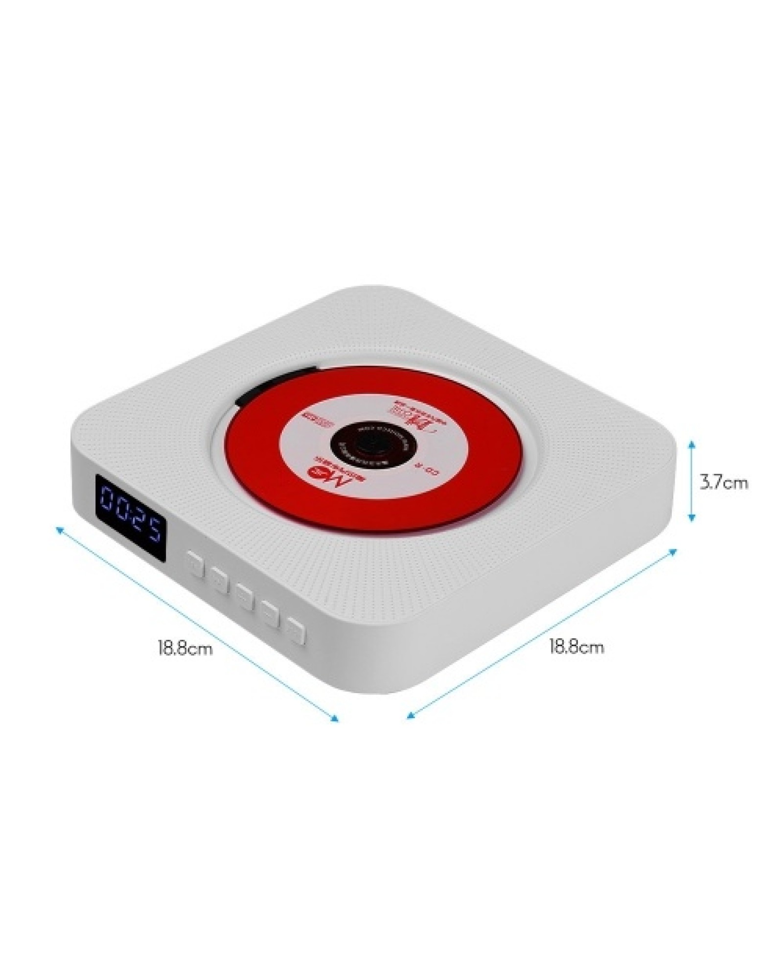 Wall Mounted CD Players with LED Display Portable Music Audio Boombox Remote Control Support BT/ USB/ Memory Card/ FM Modes