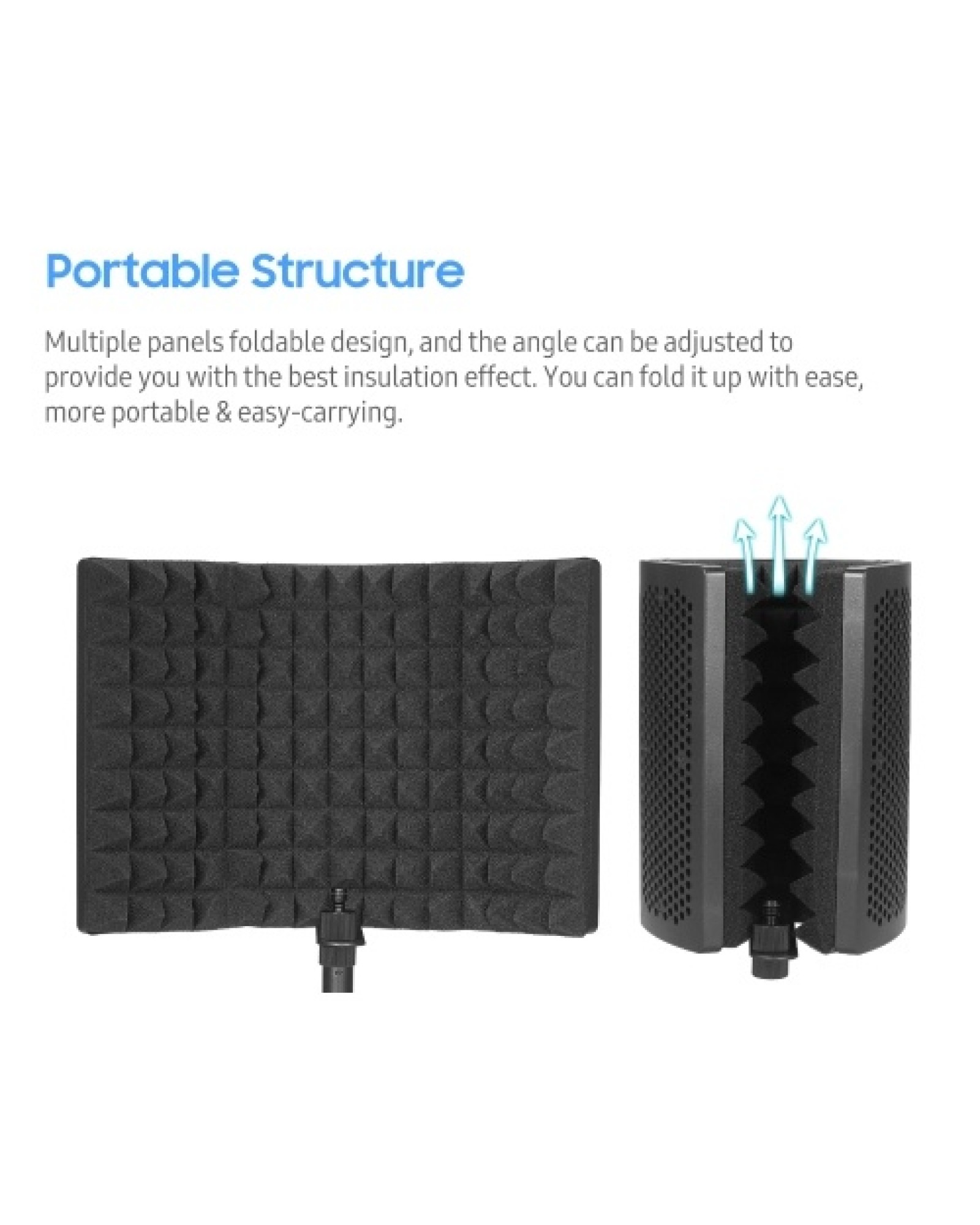 Microphone Isolation Screen with High-Density Absorbing Sponge 3-Panel Foldable Windshield Mini Wind Screen Board Sound Insulati