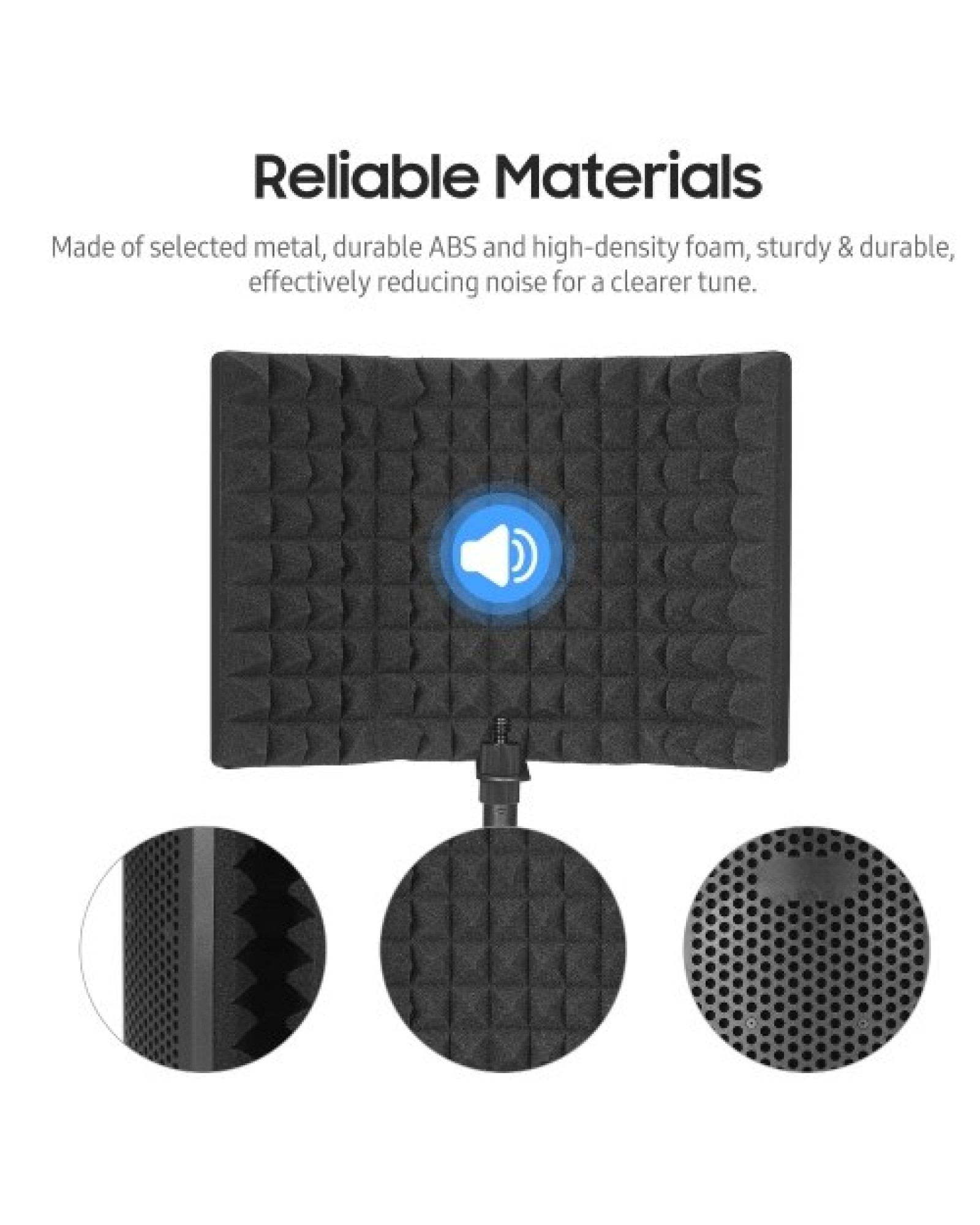 Microphone Isolation Screen with High-Density Absorbing Sponge 3-Panel Foldable Windshield Mini Wind Screen Board Sound Insulati