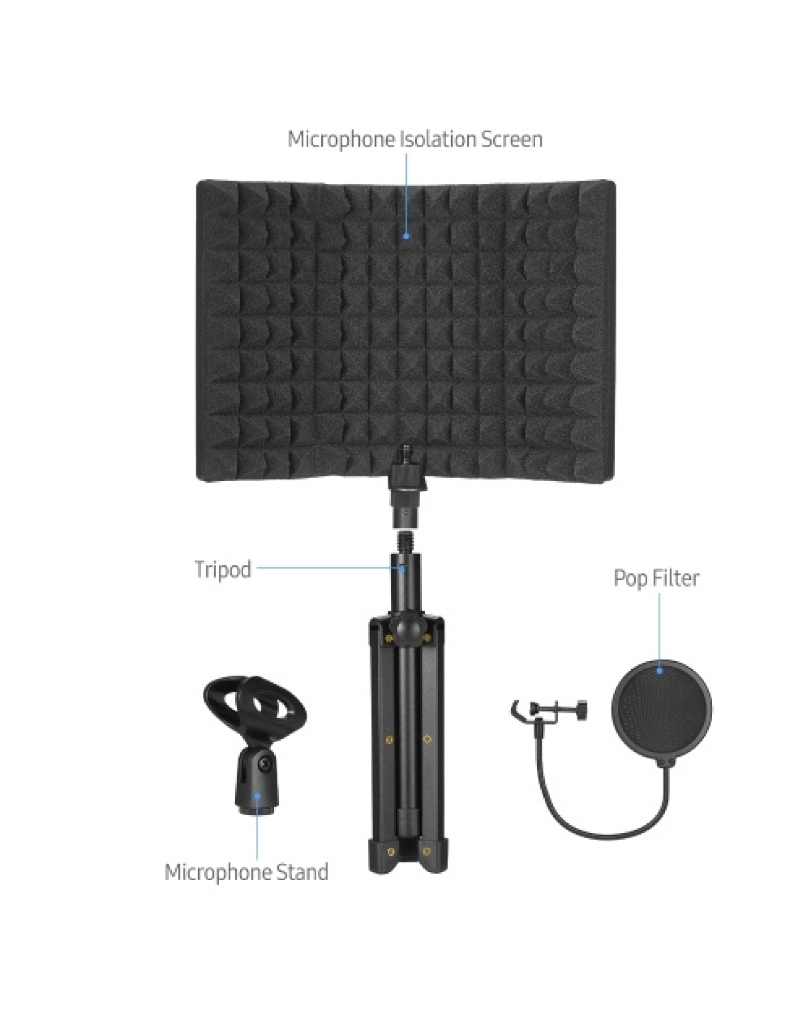 Microphone Isolation Screen with High-Density Absorbing Sponge 3-Panel Foldable Windshield Mini Wind Screen Board Sound Insulati