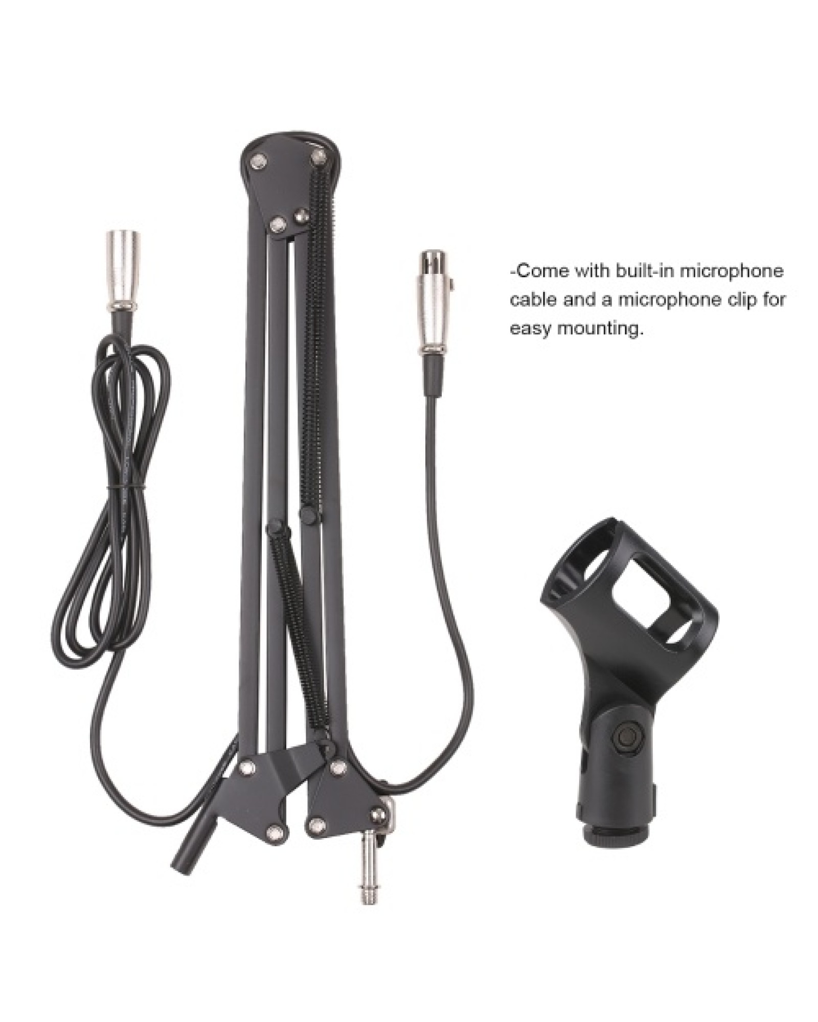 Microphone Holder Cantilever Bracket with Microphone Cable Telescopic Stand Live Support Lazy Bracket with Extendable Arm Deskto