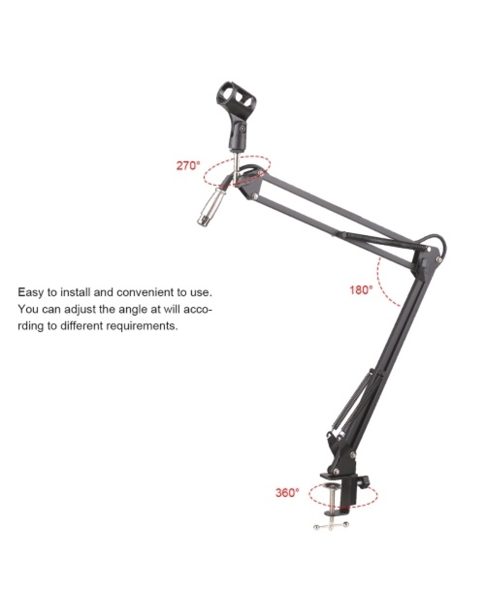 Microphone Holder Cantilever Bracket with Microphone Cable Telescopic Stand Live Support Lazy Bracket with Extendable Arm Deskto
