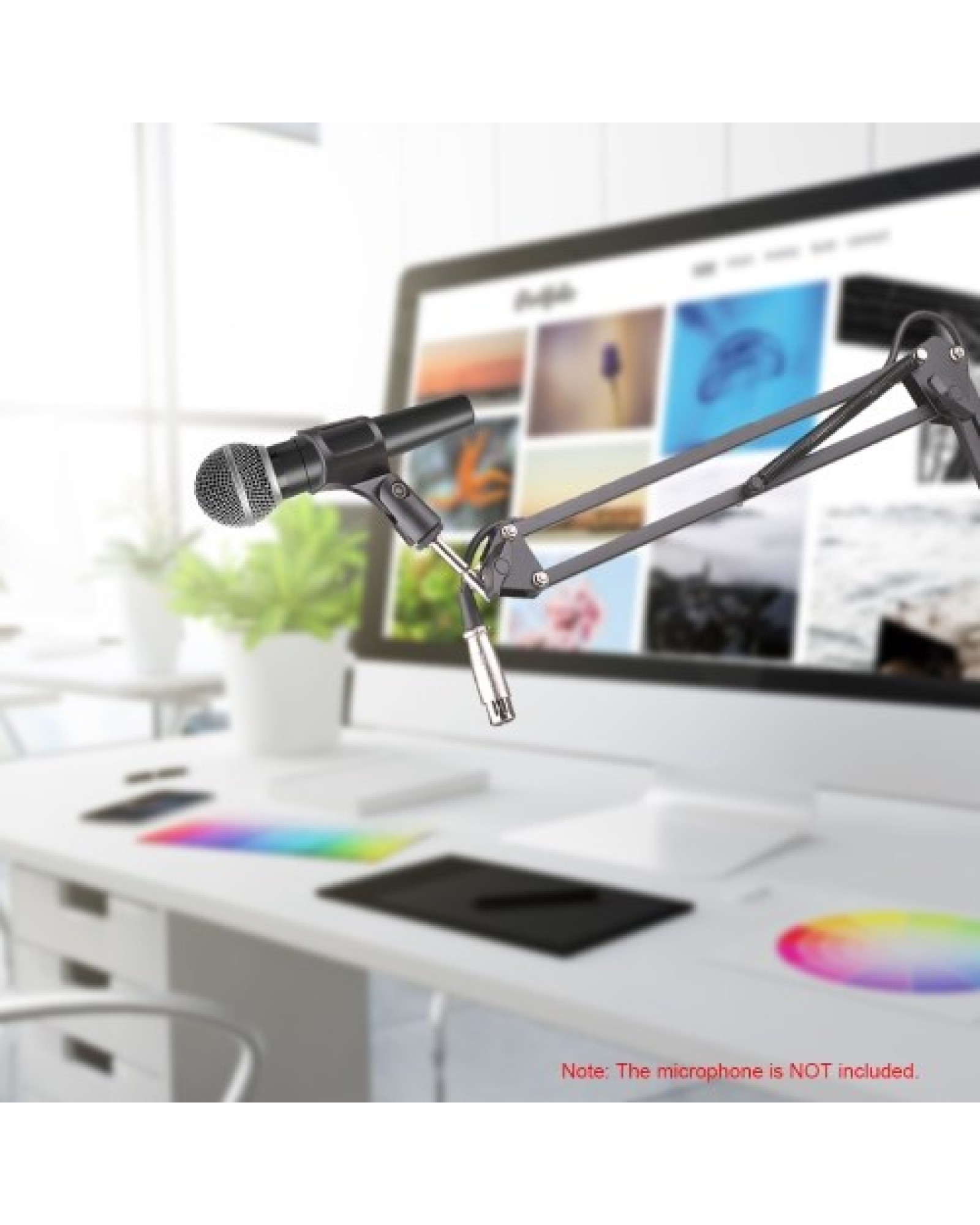 Microphone Holder Cantilever Bracket with Microphone Cable Telescopic Stand Live Support Lazy Bracket with Extendable Arm Deskto