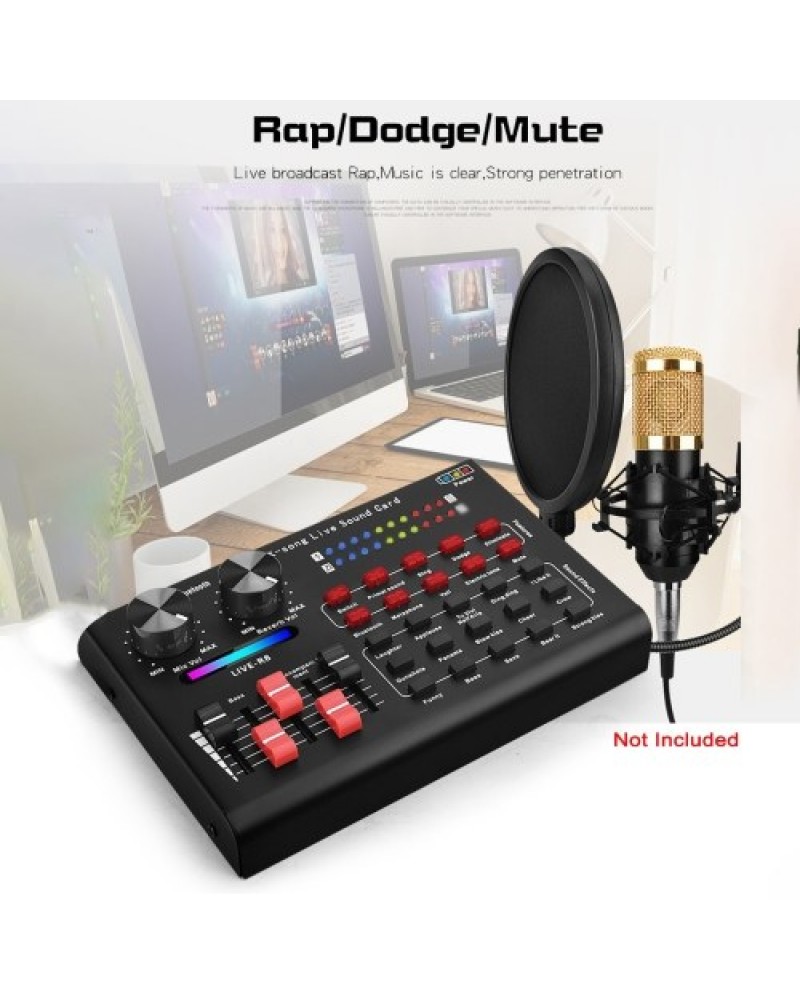R8 Voice Changer Sound Mixer Board For Live Sound Card Multiple Sound Effects Audio Mixer Singing Equipment