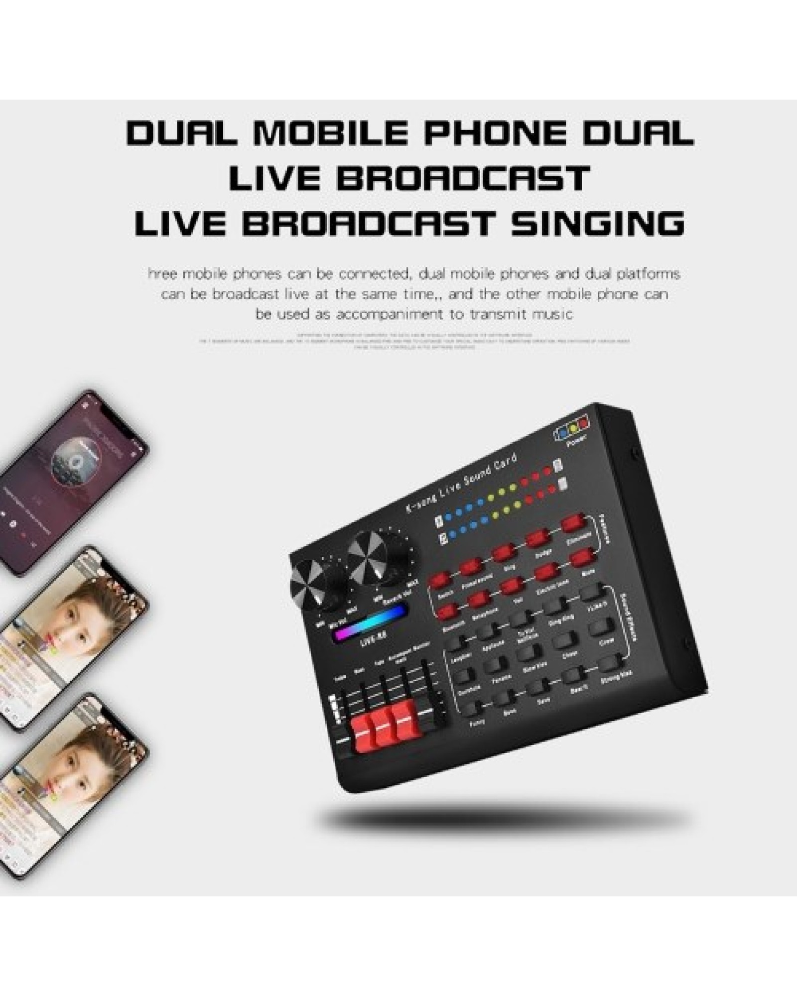 R8 Voice Changer Sound Mixer Board For Live Sound Card Multiple Sound Effects Audio Mixer Singing Equipment