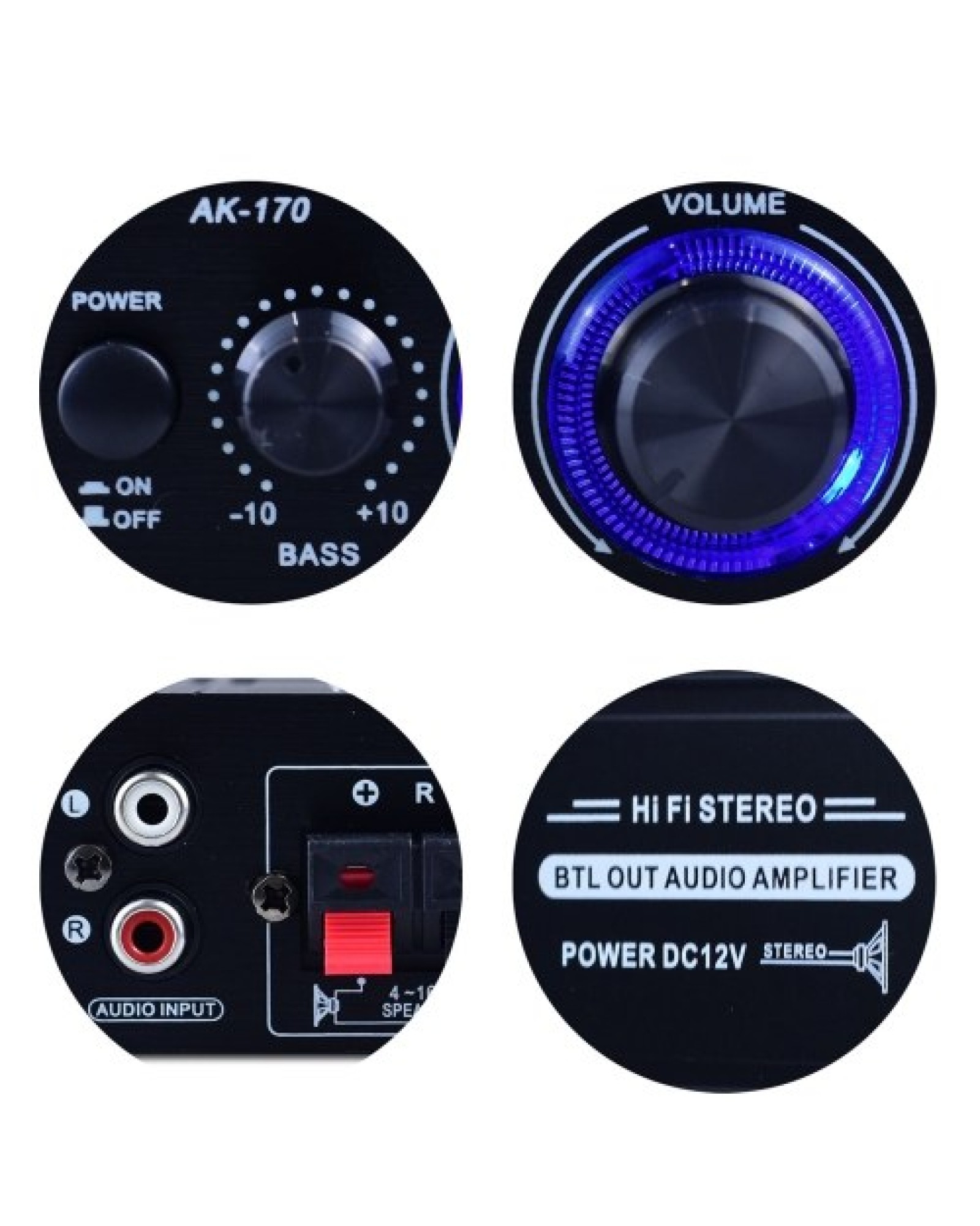 AK170 Mini Audio Power Amplifier Portable Sound Amplifier Speaker Amp for Car and Home