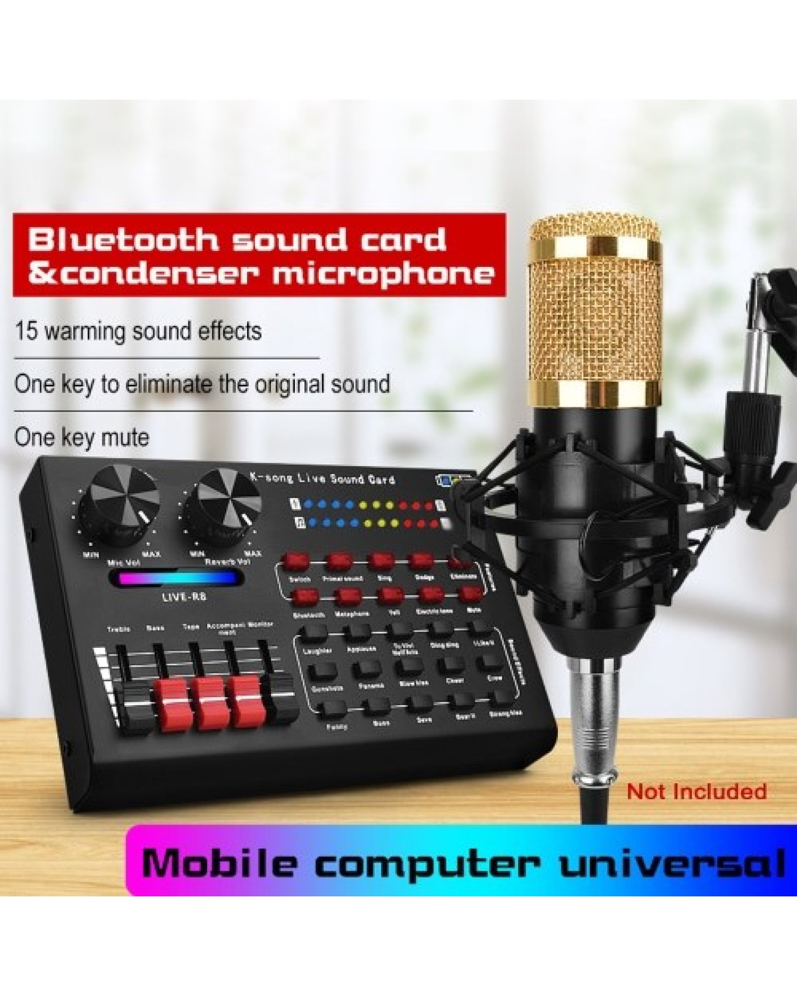 R8 Voice Changer Sound Mixer Board For Live Sound Card Multiple Sound Effects Audio Mixer Singing Equipment