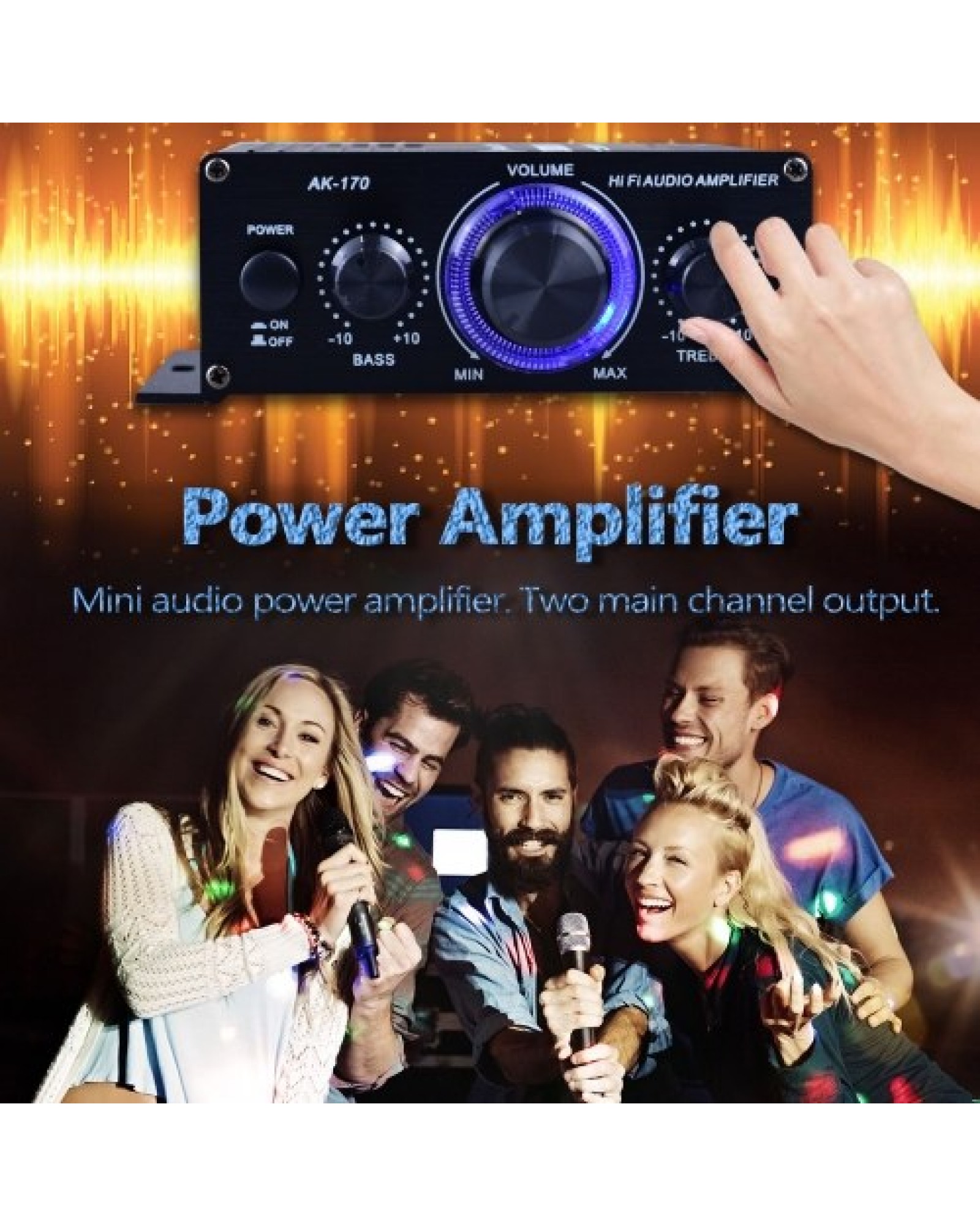 AK170 Mini Audio Power Amplifier Portable Sound Amplifier Speaker Amp for Car and Home