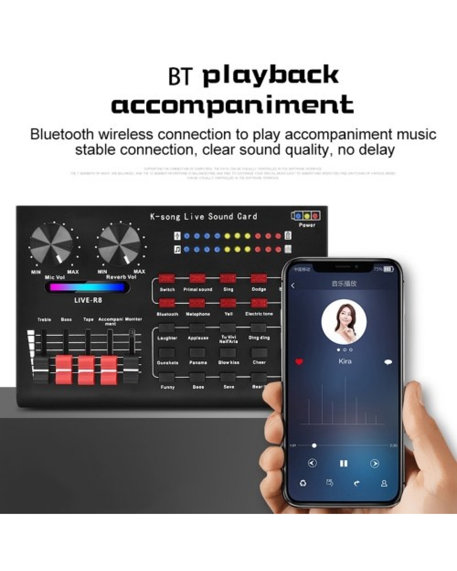 R8 Voice Changer Sound Mixer Board For Live Sound Card Multiple Sound Effects Audio Mixer Singing Equipment