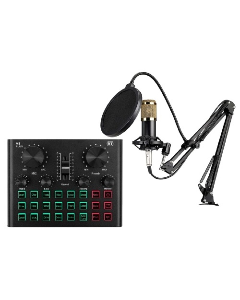 Sound Card &amp; Microphone Set V8 Plus Soundcard BM800 Condenser Microphone for Live Broadcasting Recording Karaoke