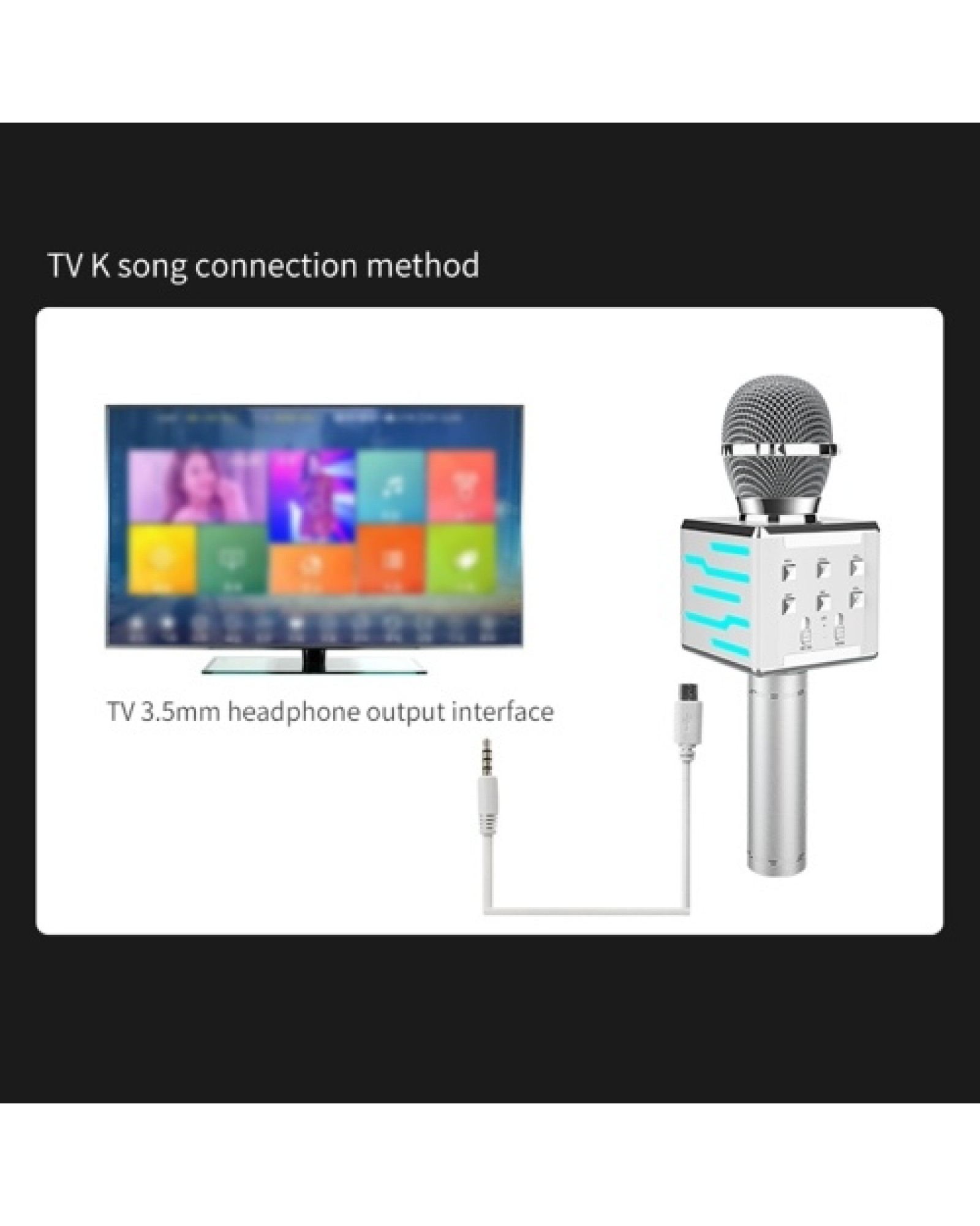 Wireless Microphone for Singing Recording LED Lights Handheld BT Microphones