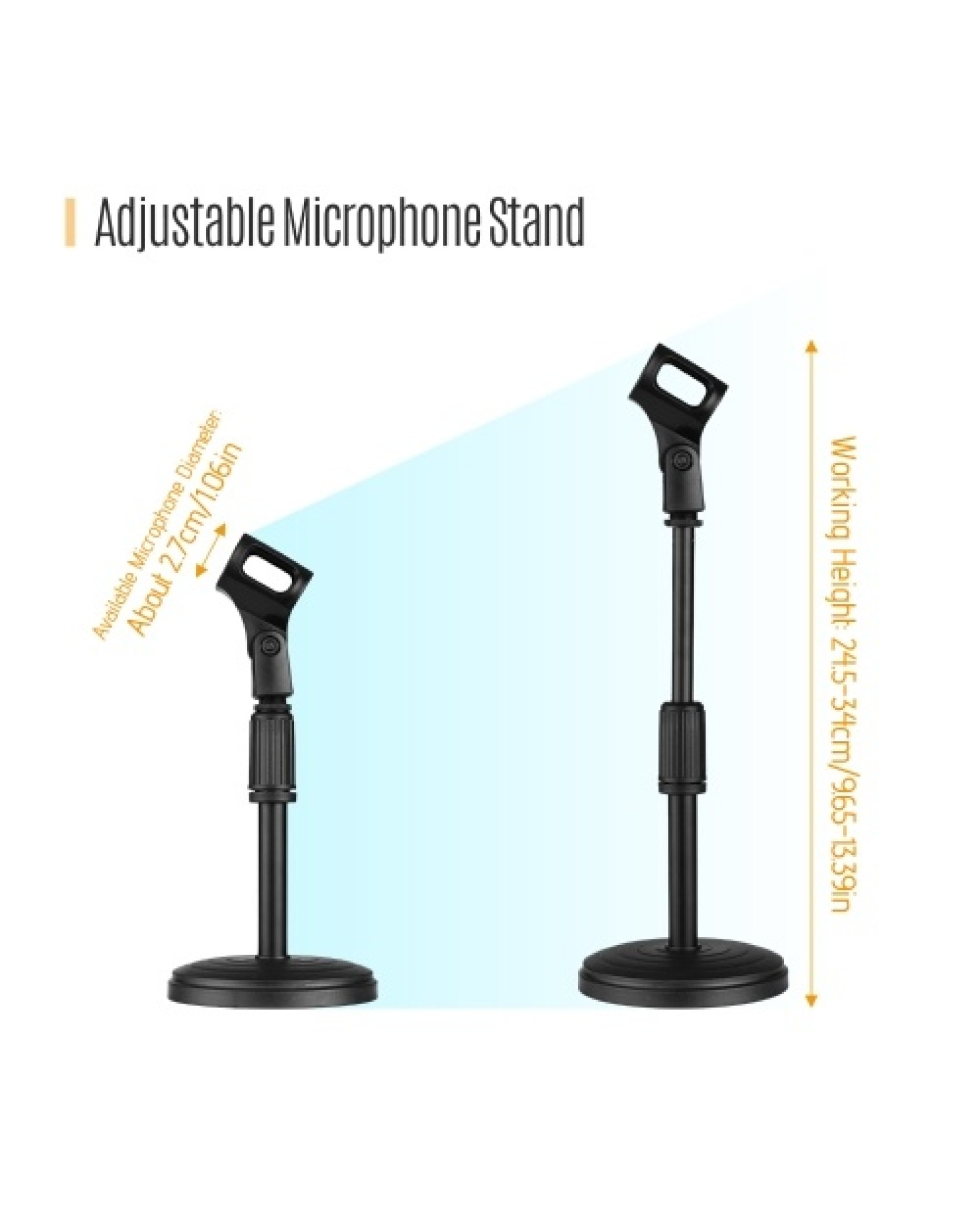 Mini Table Desk Microphone Stand Height Adjustable with Shock Mount for Microphone Mounting for Video Live Streaming