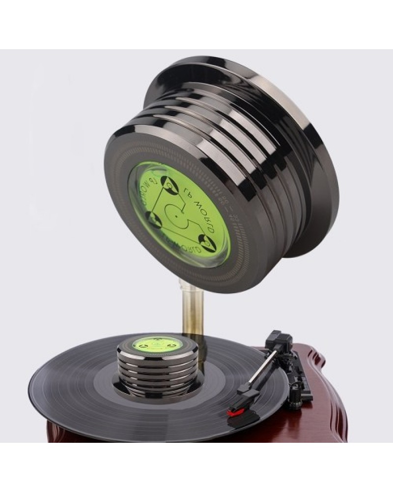 Record Weight Stabilizer 50Hz Bubble Level Speed Detection Turntable LP Disc Stabilizer Clamp for Vinyl Record Player