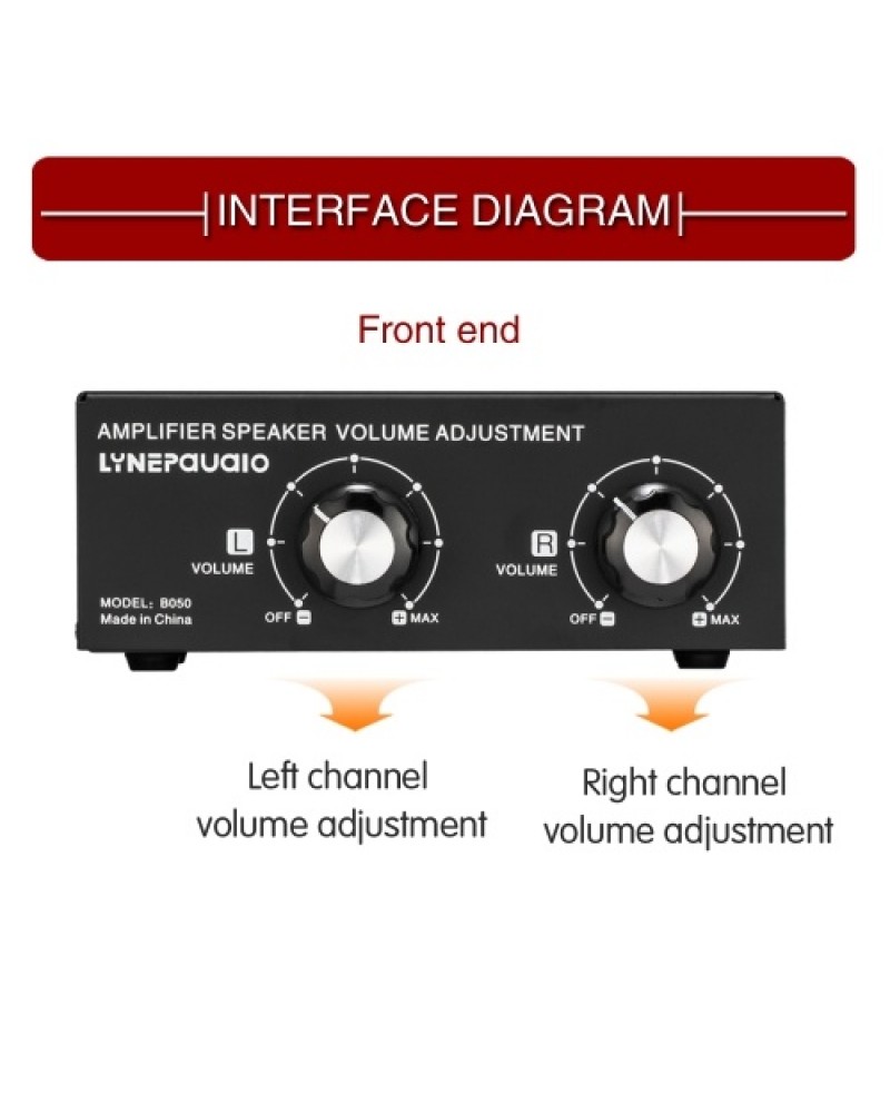 150W 14AWG Desktop Passive Speaker Volume Control Box Amplifier Speaker Volume Adjustment with Separate Left/Right Channel Contr