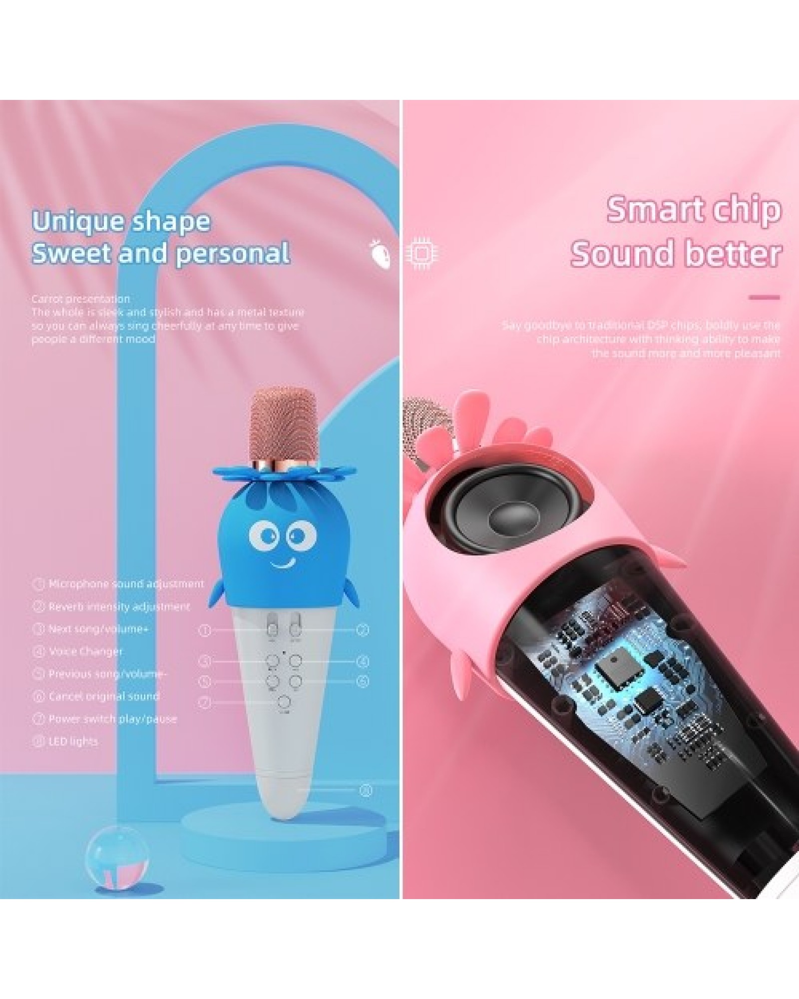 Wirelessly BT Karaoke Microphone for Kids