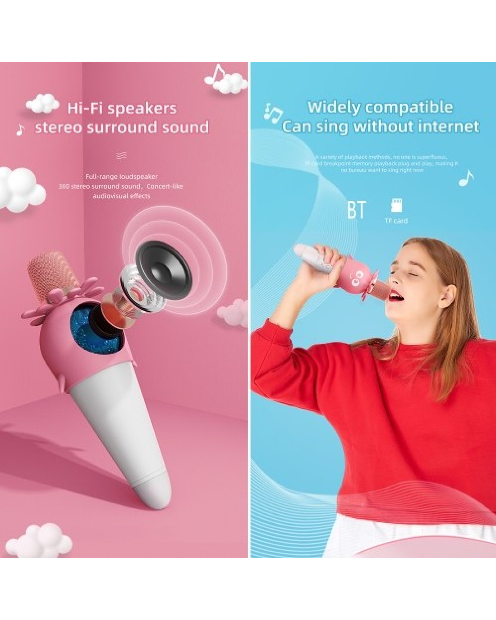 Wirelessly BT Karaoke Microphone for Kids