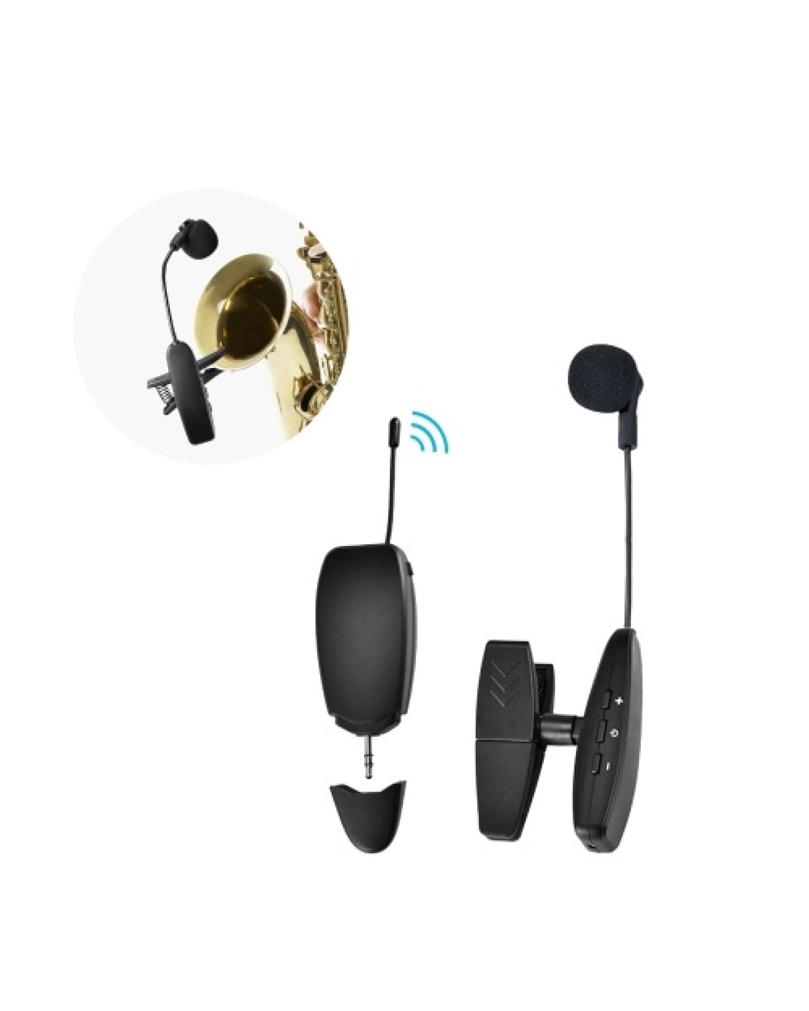 UHF Wireless Cardioid Condenser Microphone Clip-on Musical Instrument Mic for Saxophone Trumpets Clarinet