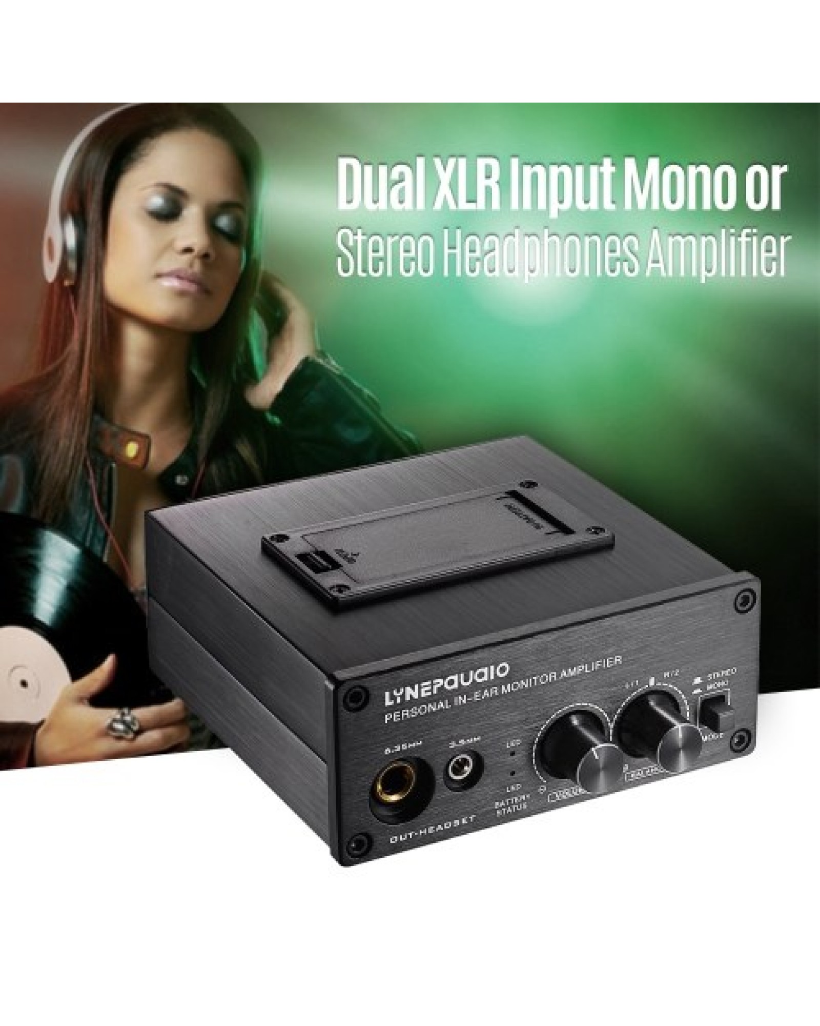 Mono/ Stereo Headphones Amplifier Amp with Dual XLR Inputs