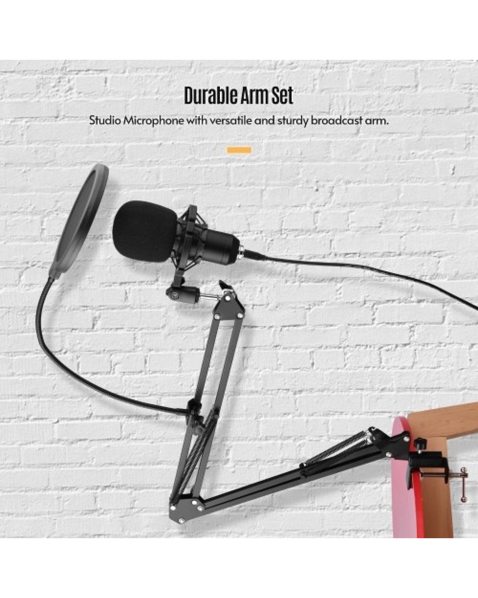 USB Condenser Microphone Set with Desk Mounting Clamp Scissor Arm Stand Pop Filter Muff Shock Mount USB Cable