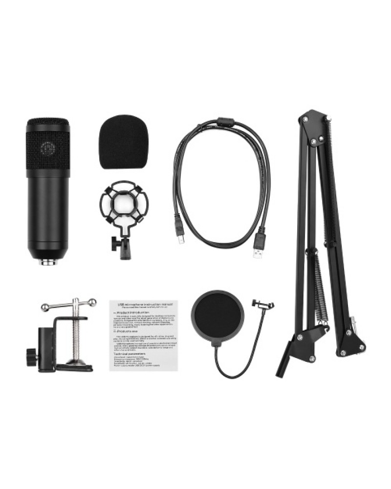 USB Condenser Microphone Set with Desk Mounting Clamp Scissor Arm Stand Pop Filter Muff Shock Mount USB Cable