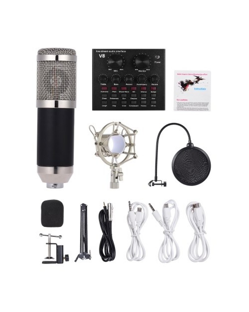 External Audio Mixing Sound Card USB Audio Interface with Multiple Sound Effects Built-in Rechargeable Battery +  Professional S