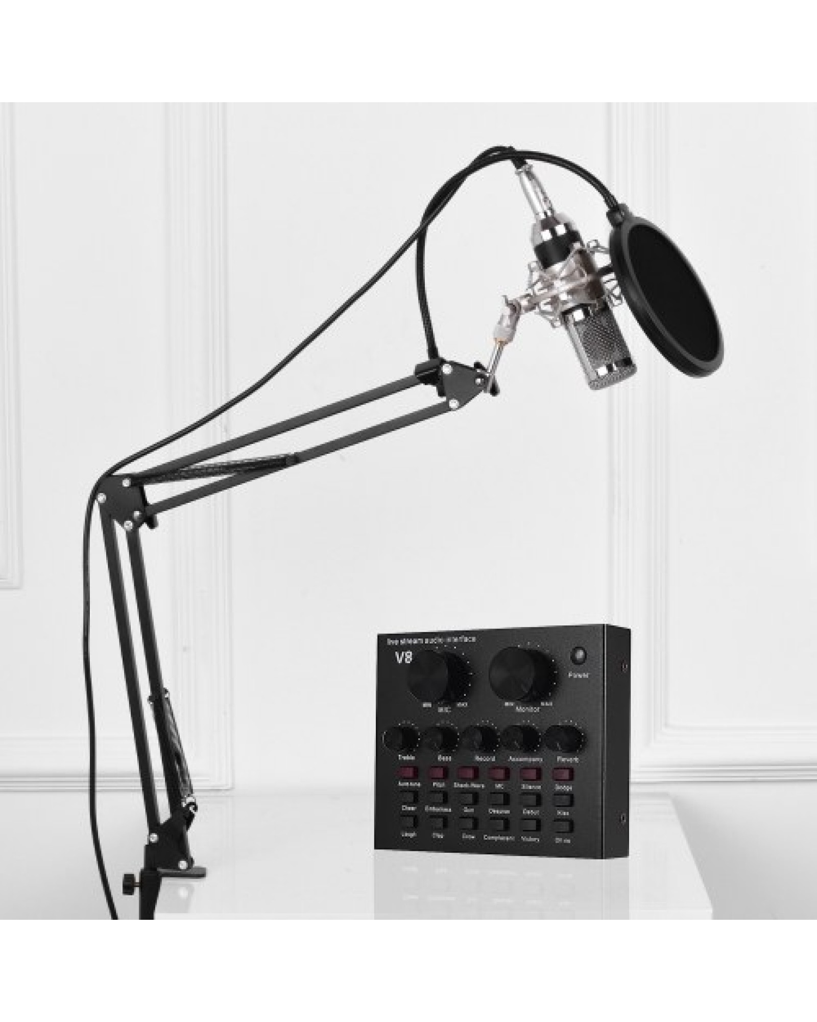External Audio Mixing Sound Card USB Audio Interface with Multiple Sound Effects Built-in Rechargeable Battery +  Professional S