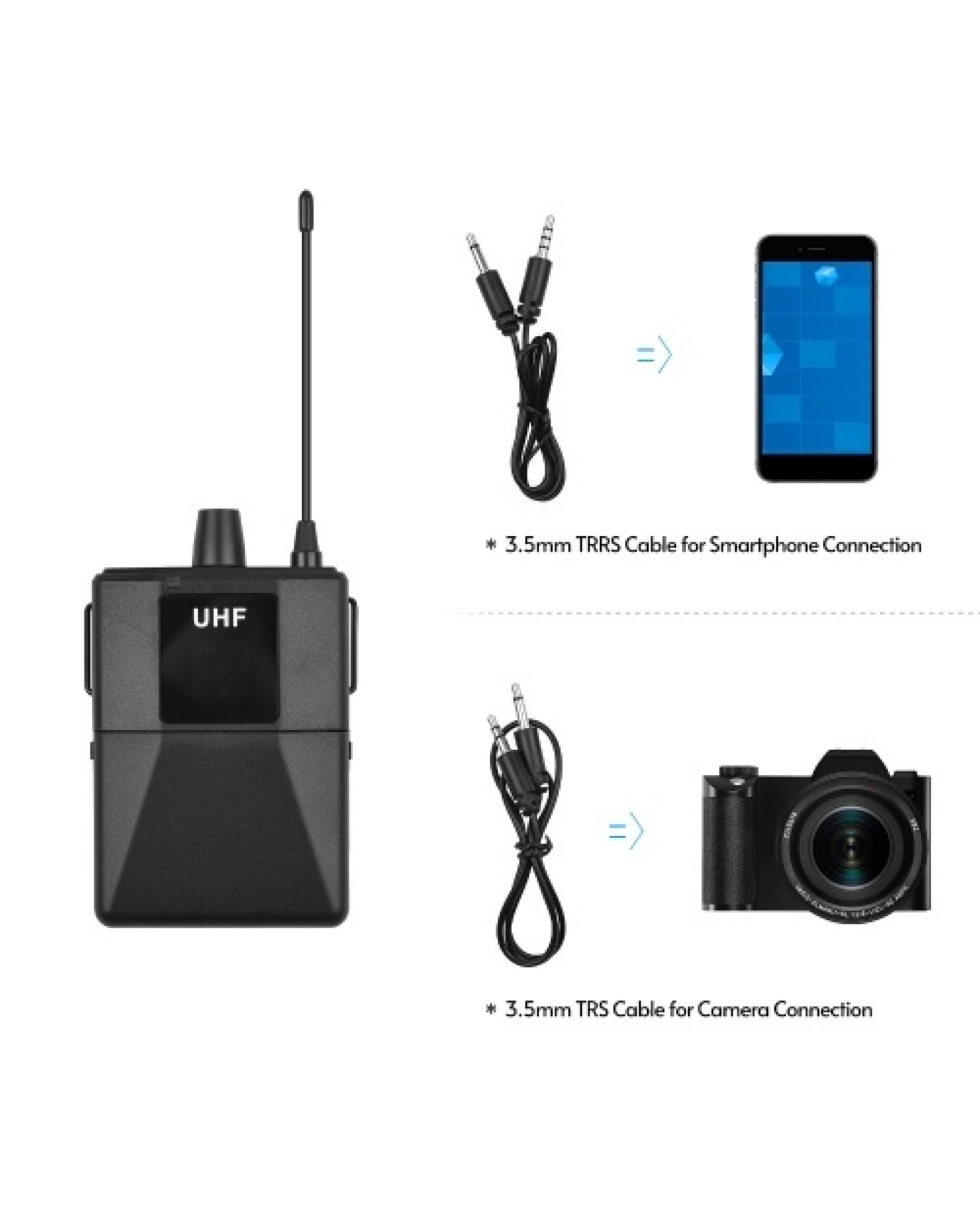 UHF Wirless Microphone System with Body-pack Microphone Receiver