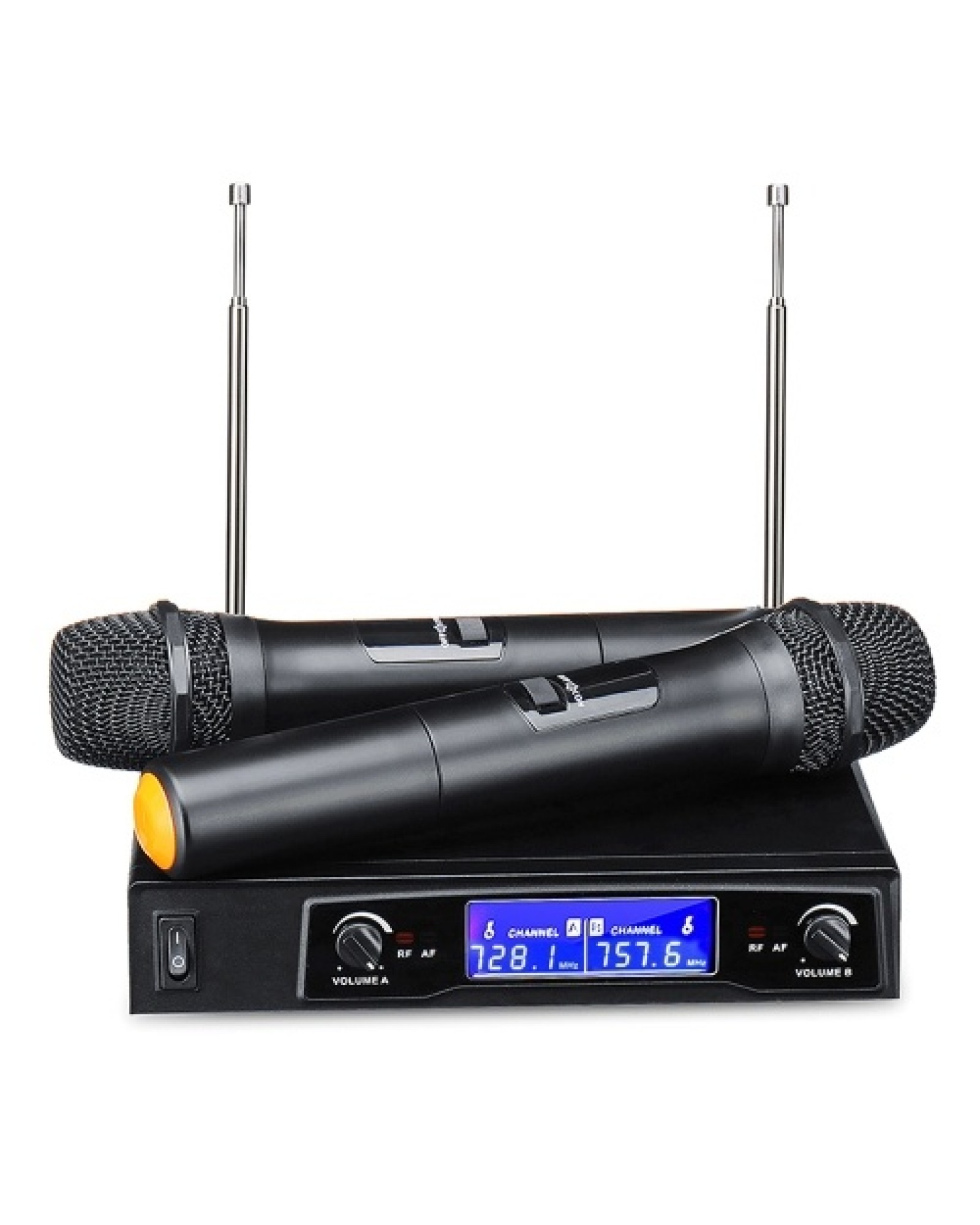 Karaoke Microphones UHF Professional 2 CH Cordless Dual Handheld Microphone Digital LCD Display Mic System