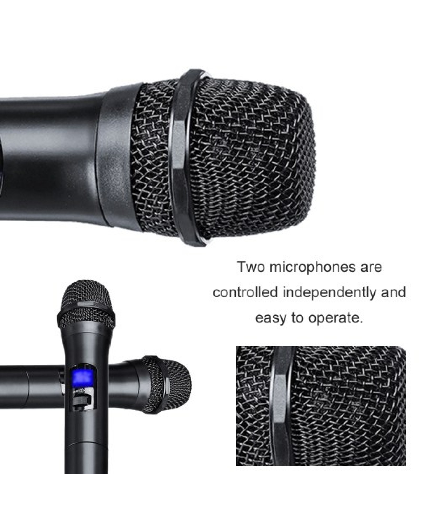 Karaoke Microphones UHF Professional 2 CH Cordless Dual Handheld Microphone Digital LCD Display Mic System