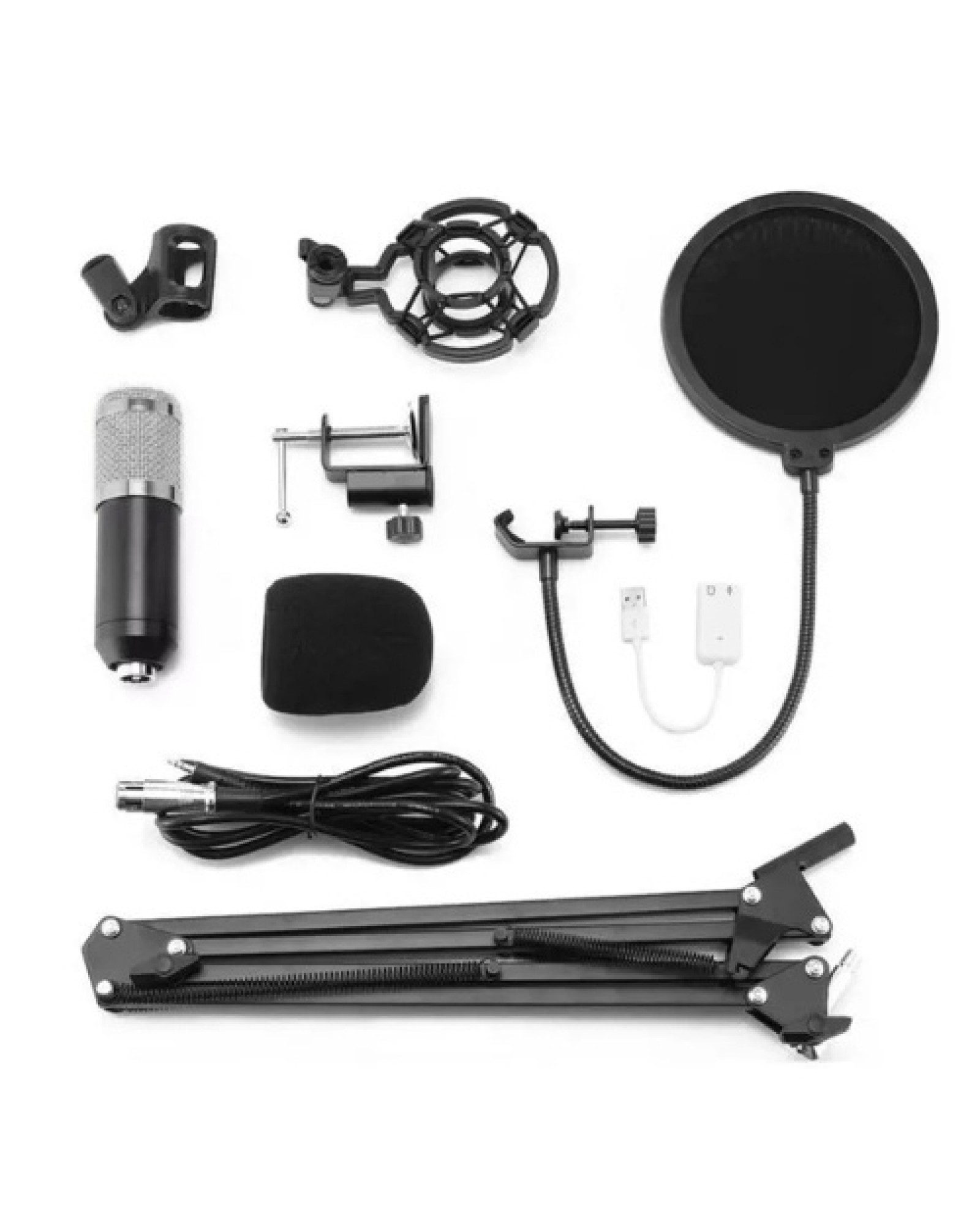 BM800 Professional Condenser Microphone Podcast Live Broadcast Equipment USB MIC Microfone Set Studio Mic with Arm Stand Music R