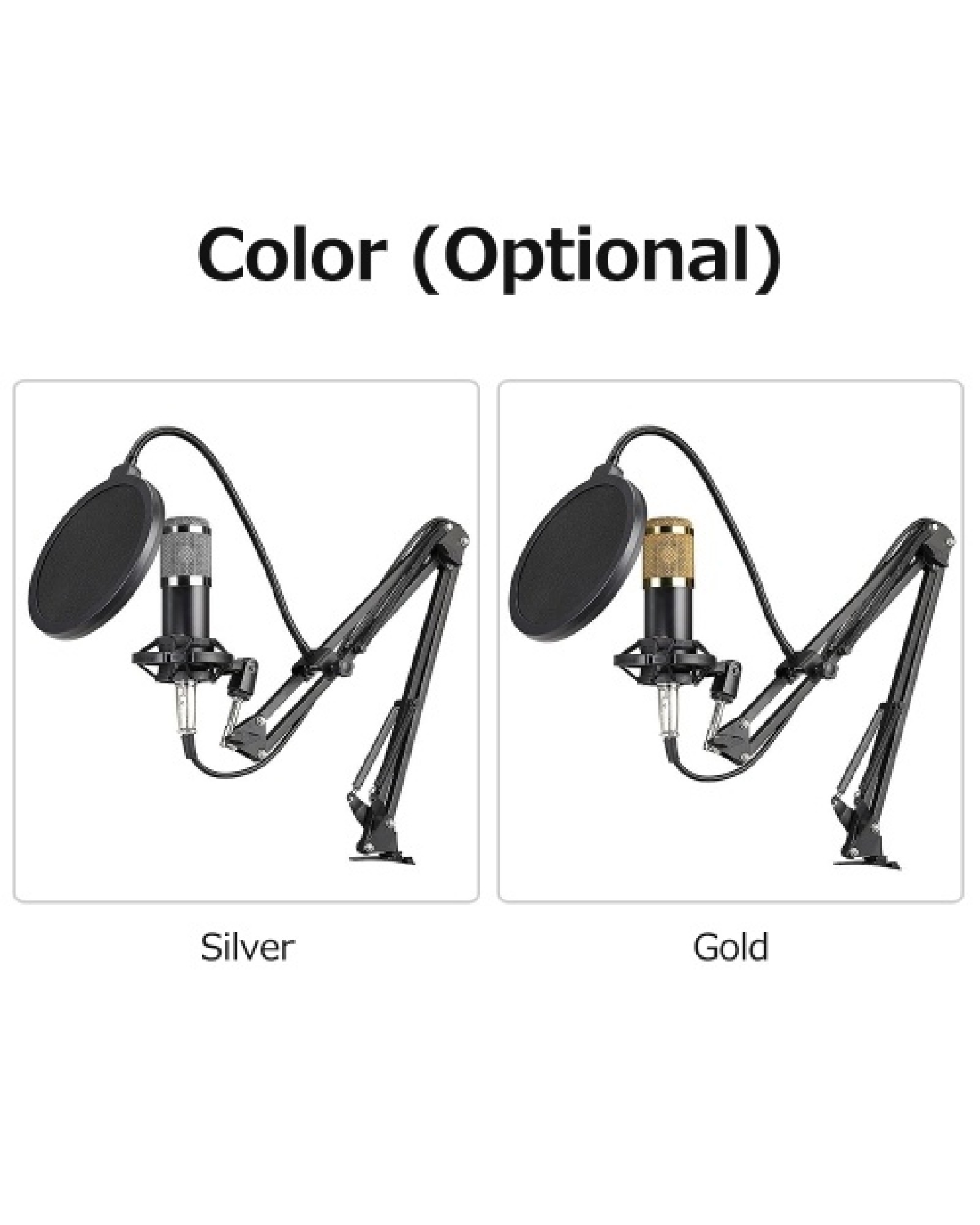 BM800 Professional Condenser Microphone Podcast Live Broadcast Equipment USB MIC Microfone Set Studio Mic with Arm Stand Music R